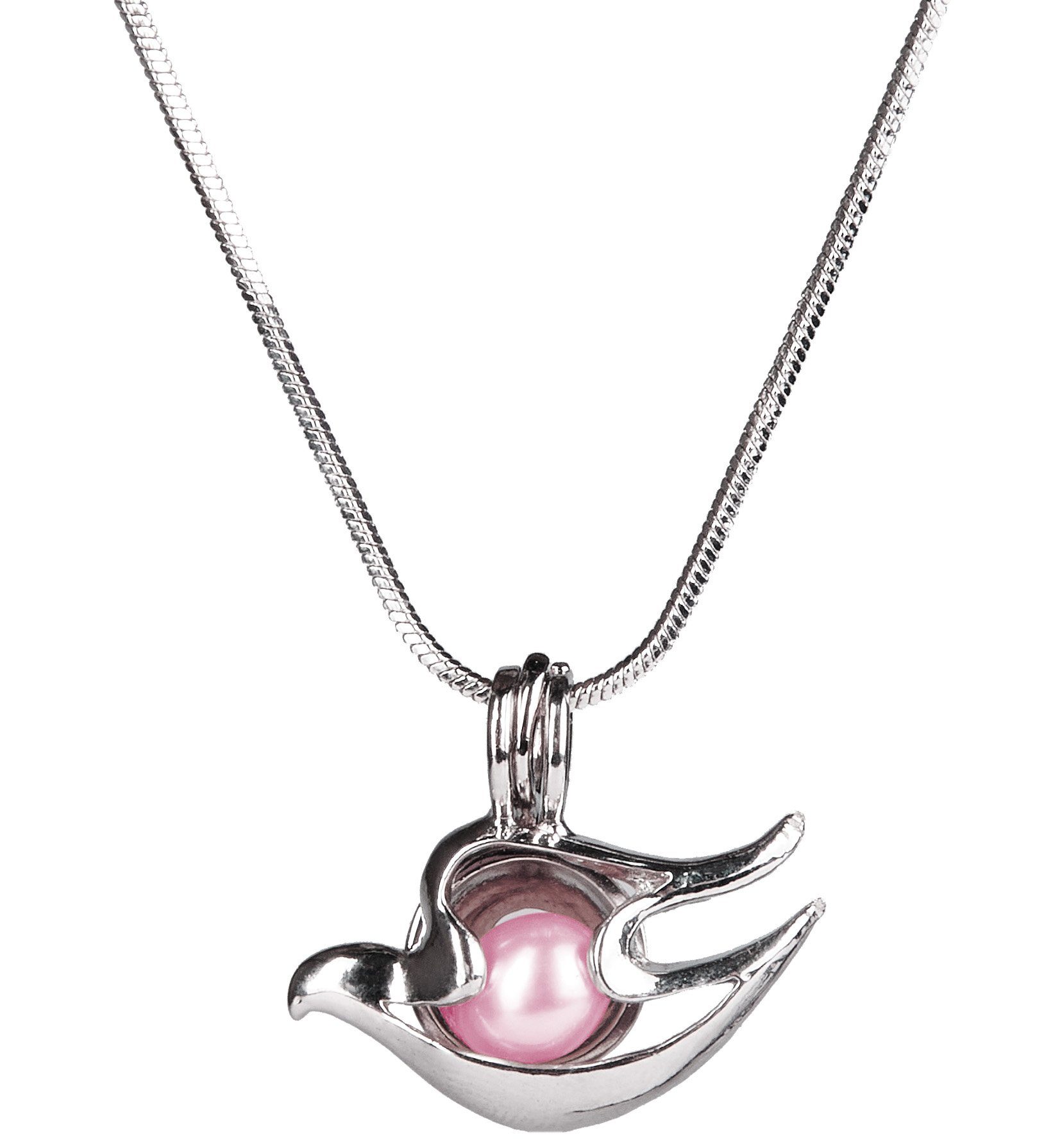 BRUBAKER Perlenketten-Set Deine Persönliche Wunschperle - Frieden (Geschenkset für die Freunde und Familie - Friedens-Perle, Muschel mit echter Perle als Schmuck - Set), Halskette mit Silber Friedenstaube Anhänger