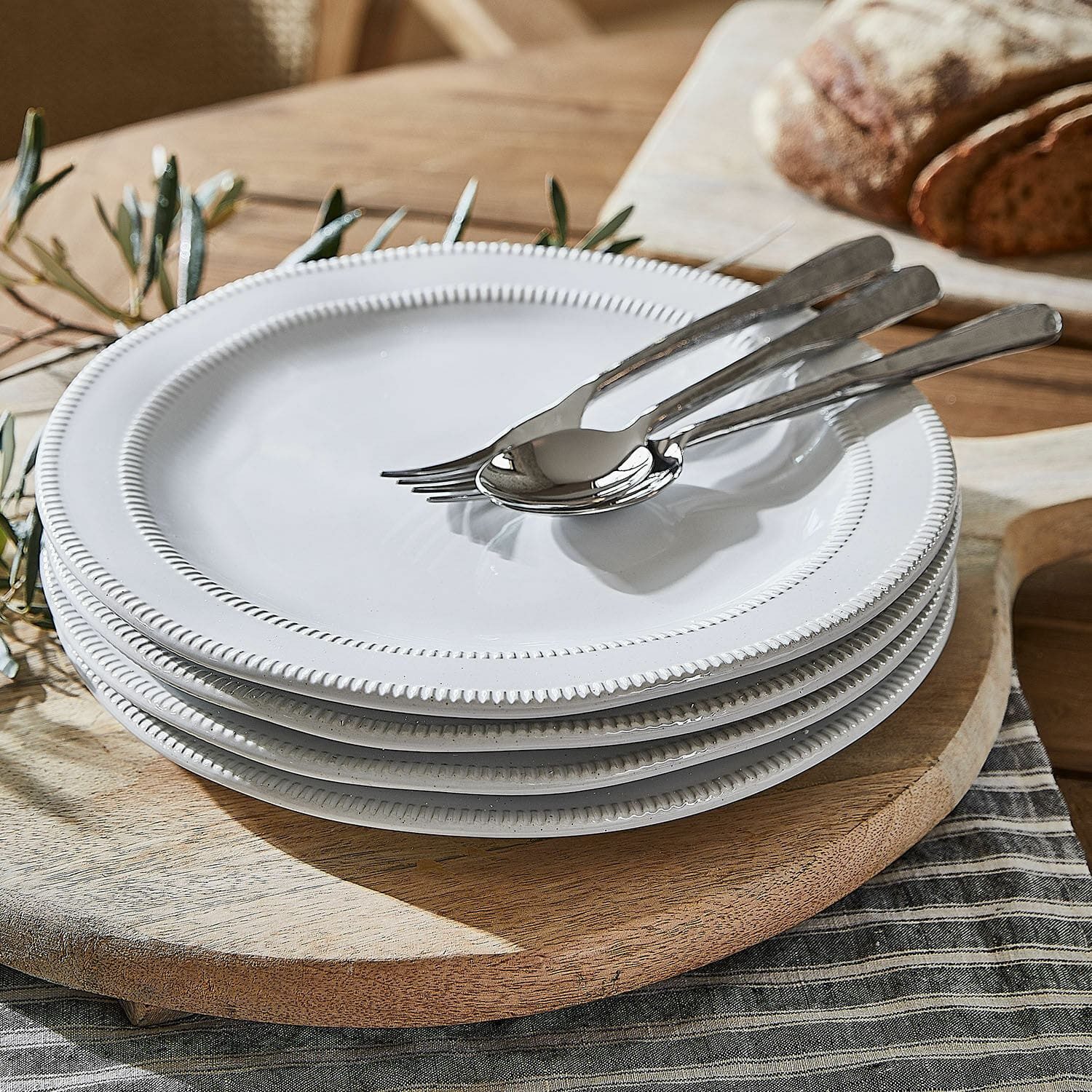 Mirabeau Geschirr-Set Teller 4 er Set Alentejo weiß, Steinzeug