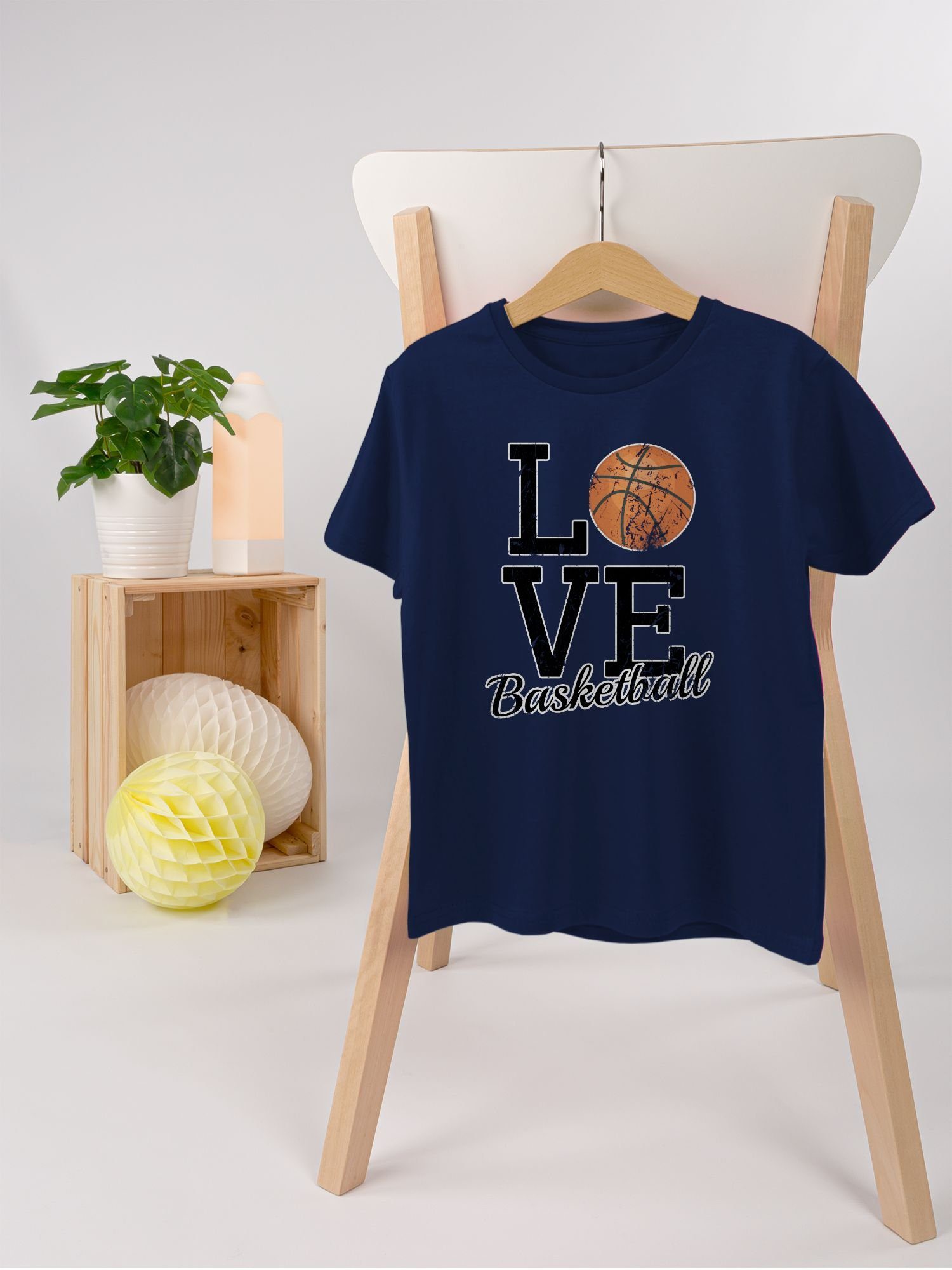 Basketball Love Sport 1 T-Shirt Dunkelblau Kleidung Kinder Shirtracer