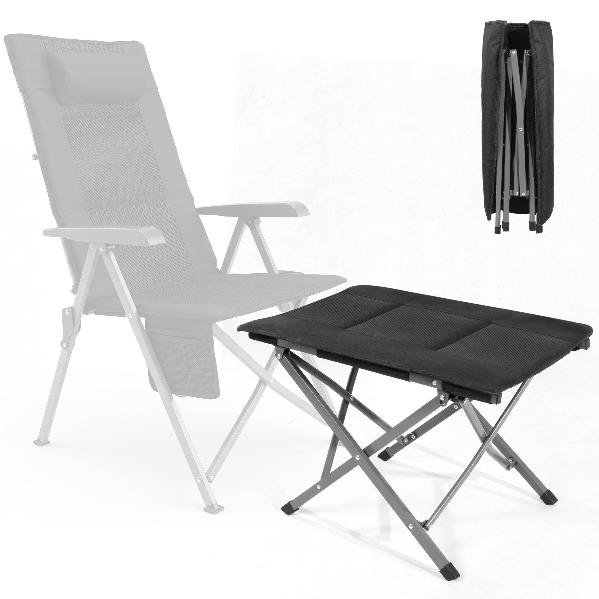 HOMECALL Fußhocker Fußablage Faltbar Klapphocker mit Länge von 62cm Gepolstert Fußstütze (Fußablage fußhocker klappbar für Campingsessel Soft), 2,4KG Hocker Gepolstert Fußstütze für Sessel Garten- und Balkonstuhl