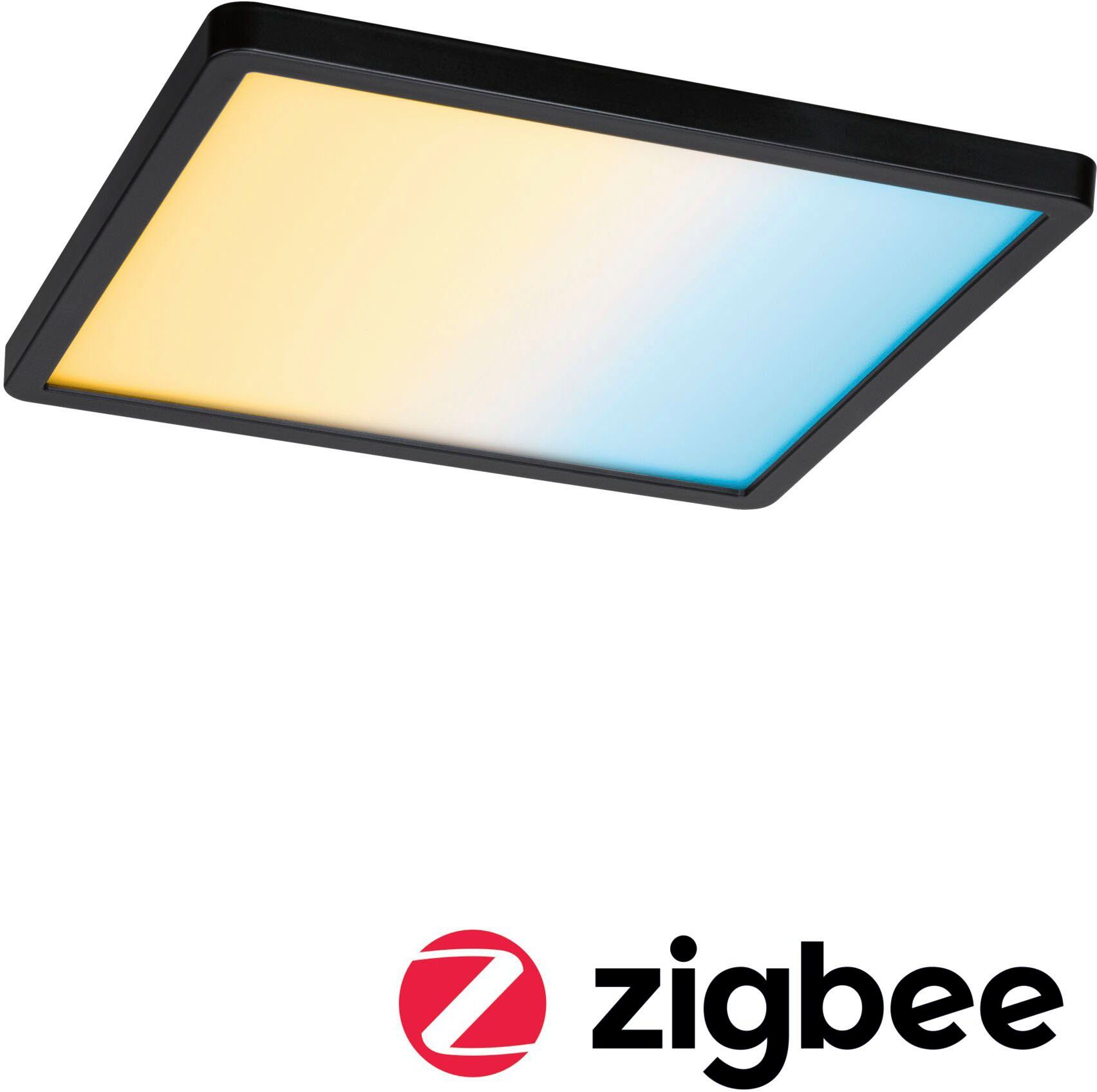 IP44 ZigBee, Paulmann fest LED App Einbaupanel LED White Tageslichtweiß, 230x230mm Tunable eckig Areo Zigbee steuerbar, Einbauleuchte Schwarz Home integriert, VariFit dimmbar, LED Smart