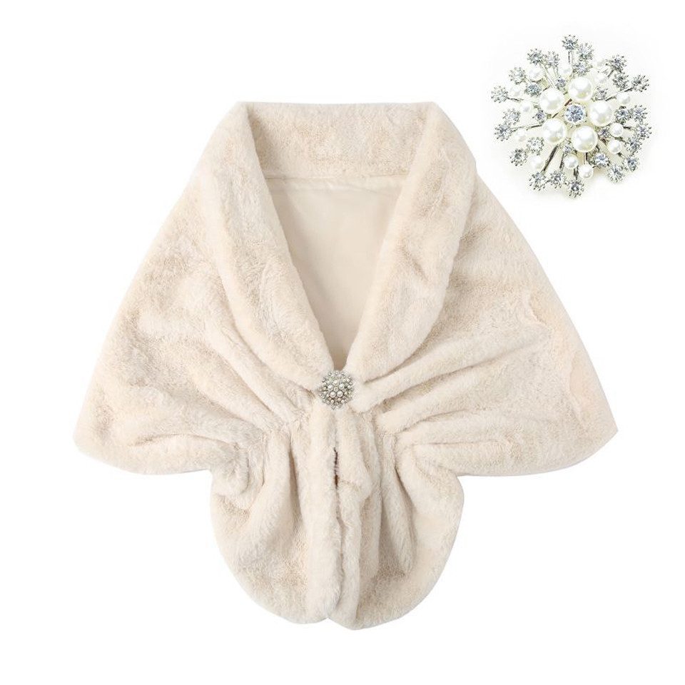 Coonoor Modeschal Damen Elegant Braut Hochzeit Kunstpelz Schal Wrap Braut Pelz Schal, Stola Fur Wraps und Tücher für Frauen