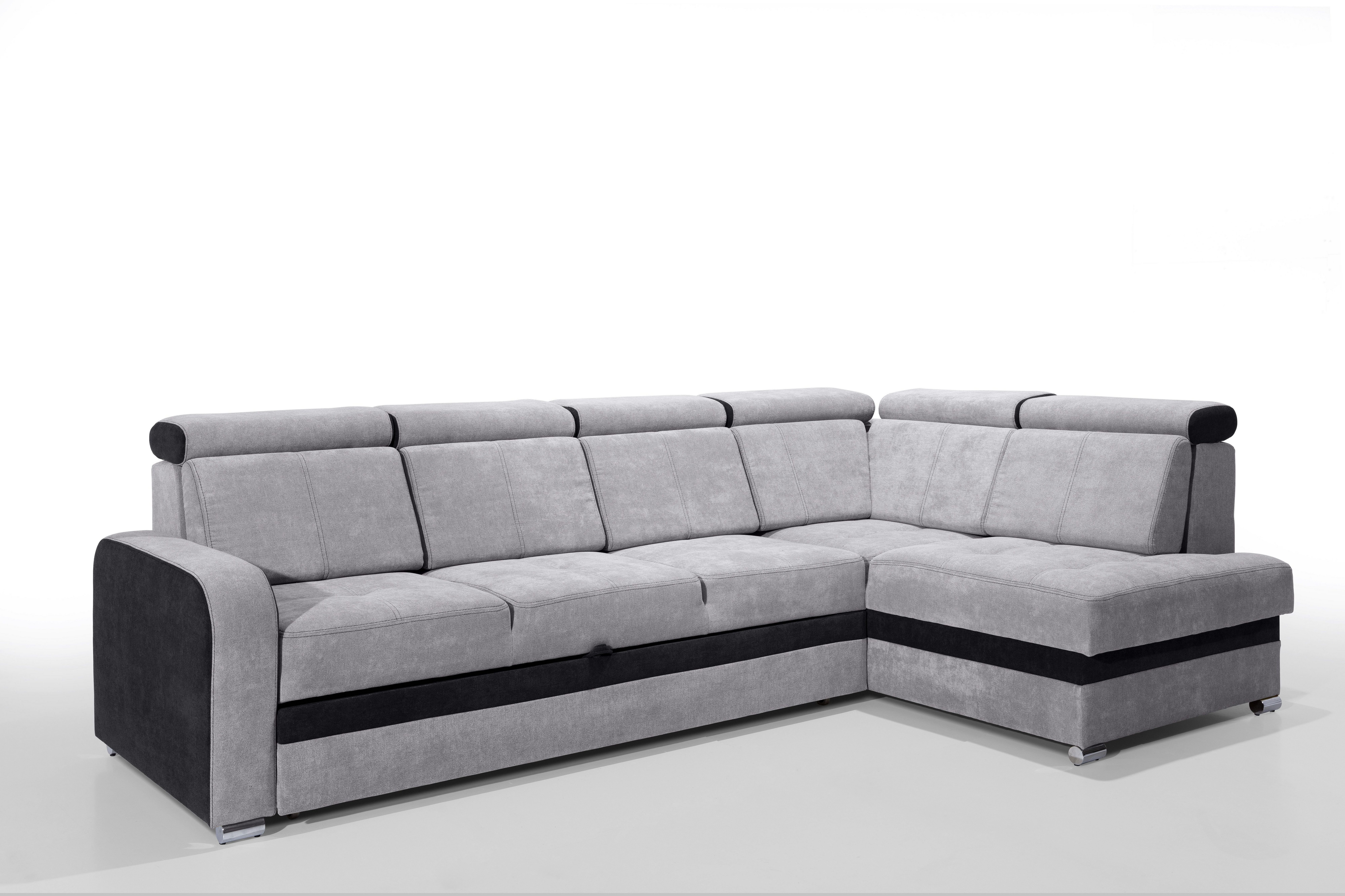 robin Ecksofa mit bettfunktion Eckcouch Kopfstützen mit Abnehmbare Rückenkissen