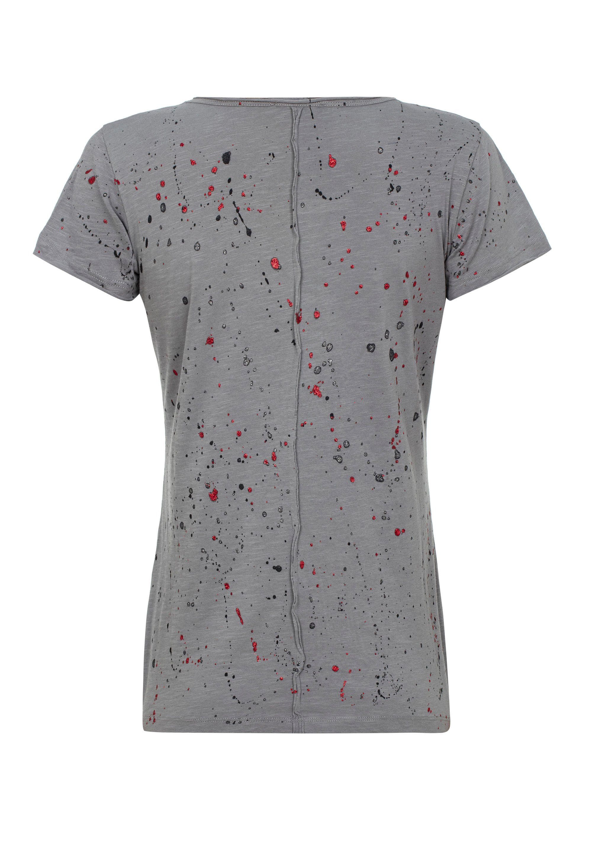 Cipo & T-Shirt trendigen mit grau Glitzersteinchen Baxx
