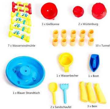 COSTWAY Wasserspieltisch Sandkastentisch Kinderspieltisch, (30 teilig)