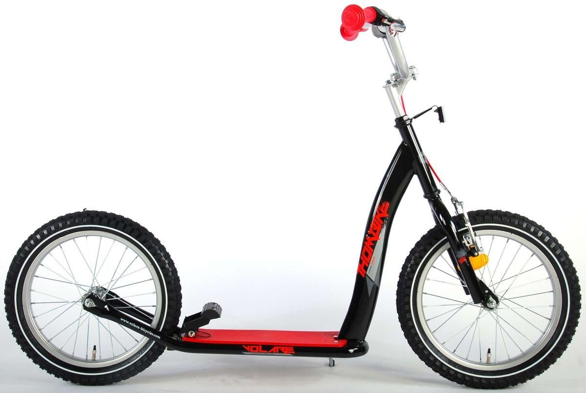 Volare Kinderfahrrad Kickroller 1654, Stahlfelgen, Ständer Kinder Zoll Fußbremse, 16 Roller Tretroller Metallrahmen, Schwarz Felgenbremse, Kinderroller