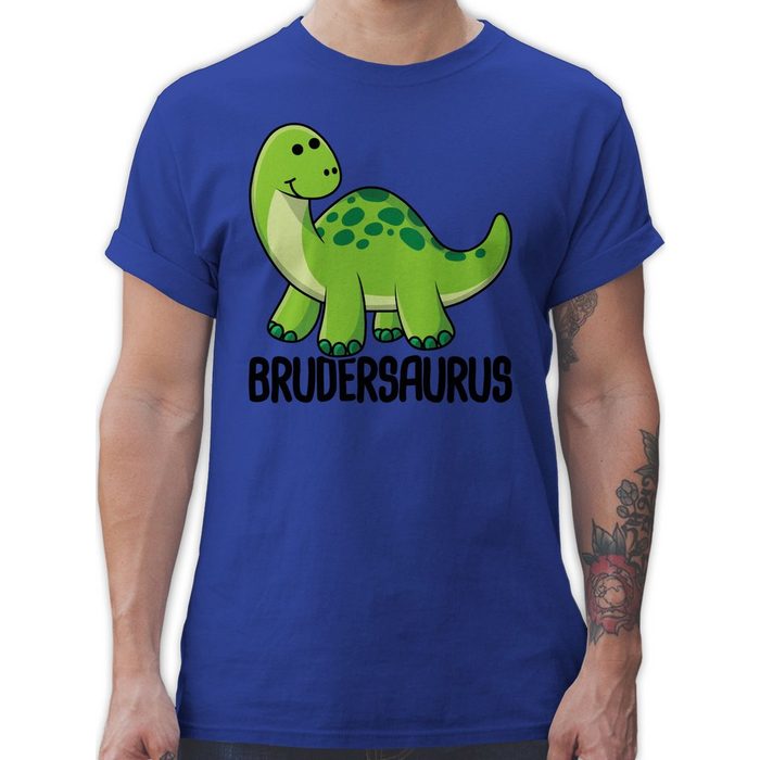 Shirtracer T-Shirt Brudersaurus mit Dino - schwarz - Bruder und Onkel Geschenk - Herren Premium T-Shirt Familie Geschenke