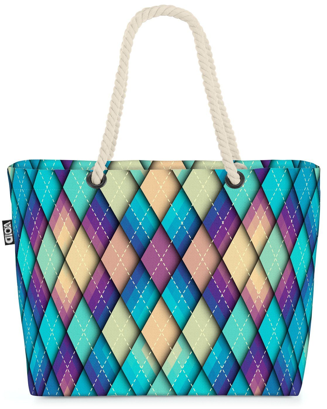 VOID Strandtasche (1-tlg), buntes Diamantenmuster Beach Bag geometrisch muster gemustert verlauf farben