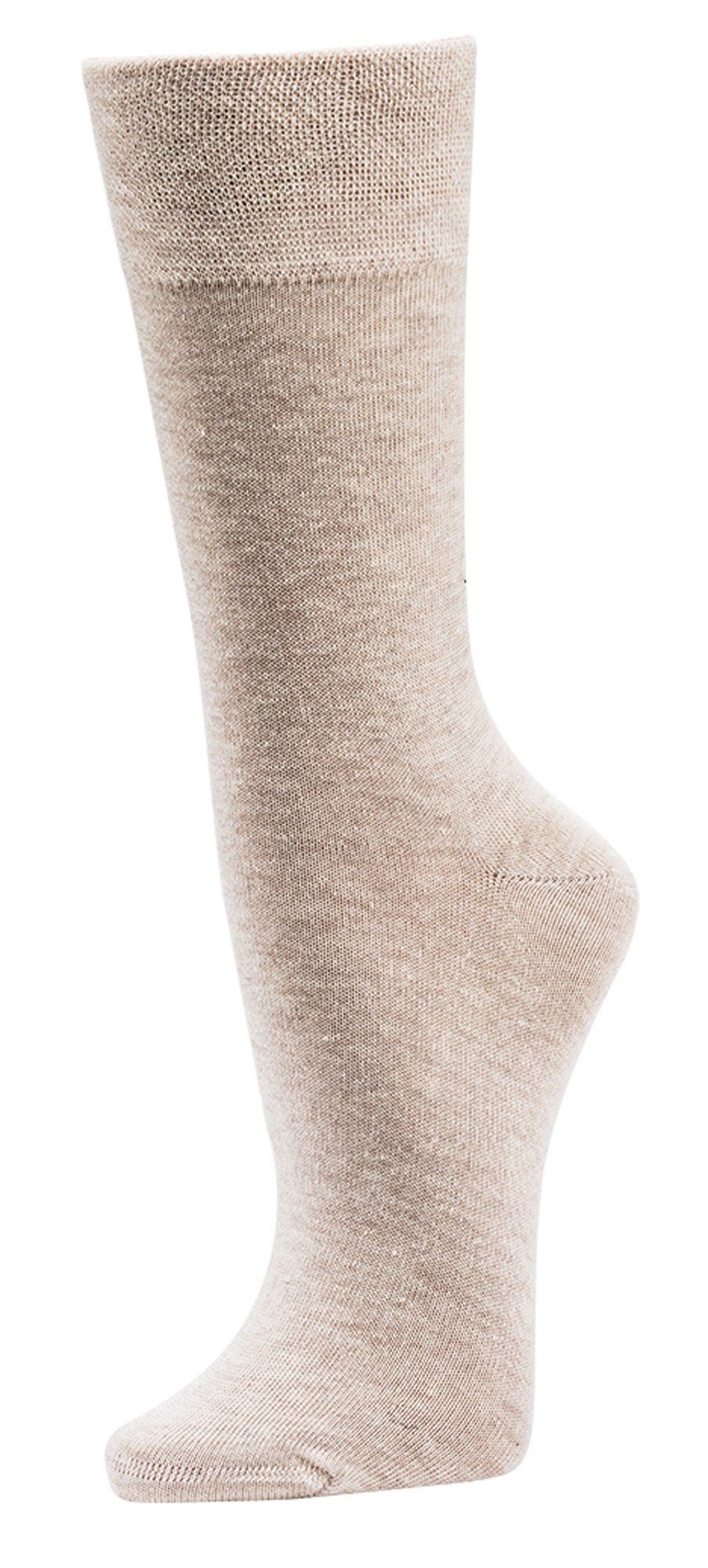 TippTexx 24 Komfortsocken 6 Paar Wellness-Socken aus Bio-Baumwolle mit Anti-Loch-Garantie (6 Paar) handgekettelt, ohne Gummidruck, breiter Piqué-Komfortbund