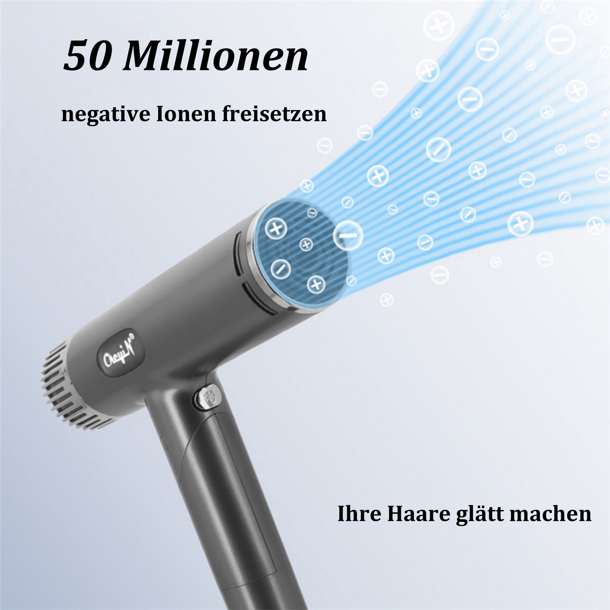 CkeyiN Ionic-Haartrockner T-förmiger Haartrockner mit U/min, Magnetdüsen, mit Klappgriff Technologie und 110.000 3 1300,00 W, IONTEC
