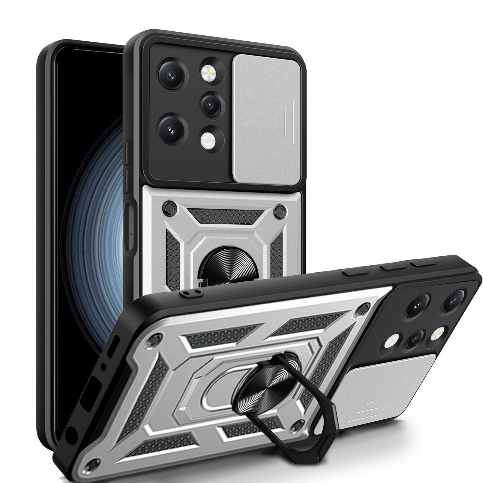 betterfon Handyhülle Panzerhülle für Xiaomi Redmi 12 mit Kameraschutz & Ringhalter, Outdoorhülle mit Smartstand und Silikonkern