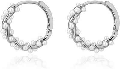 Coonoor Perlenohrringe Sterling Silber Perlen Twist Creolen Ohrringe für Frauen (2-tlg)