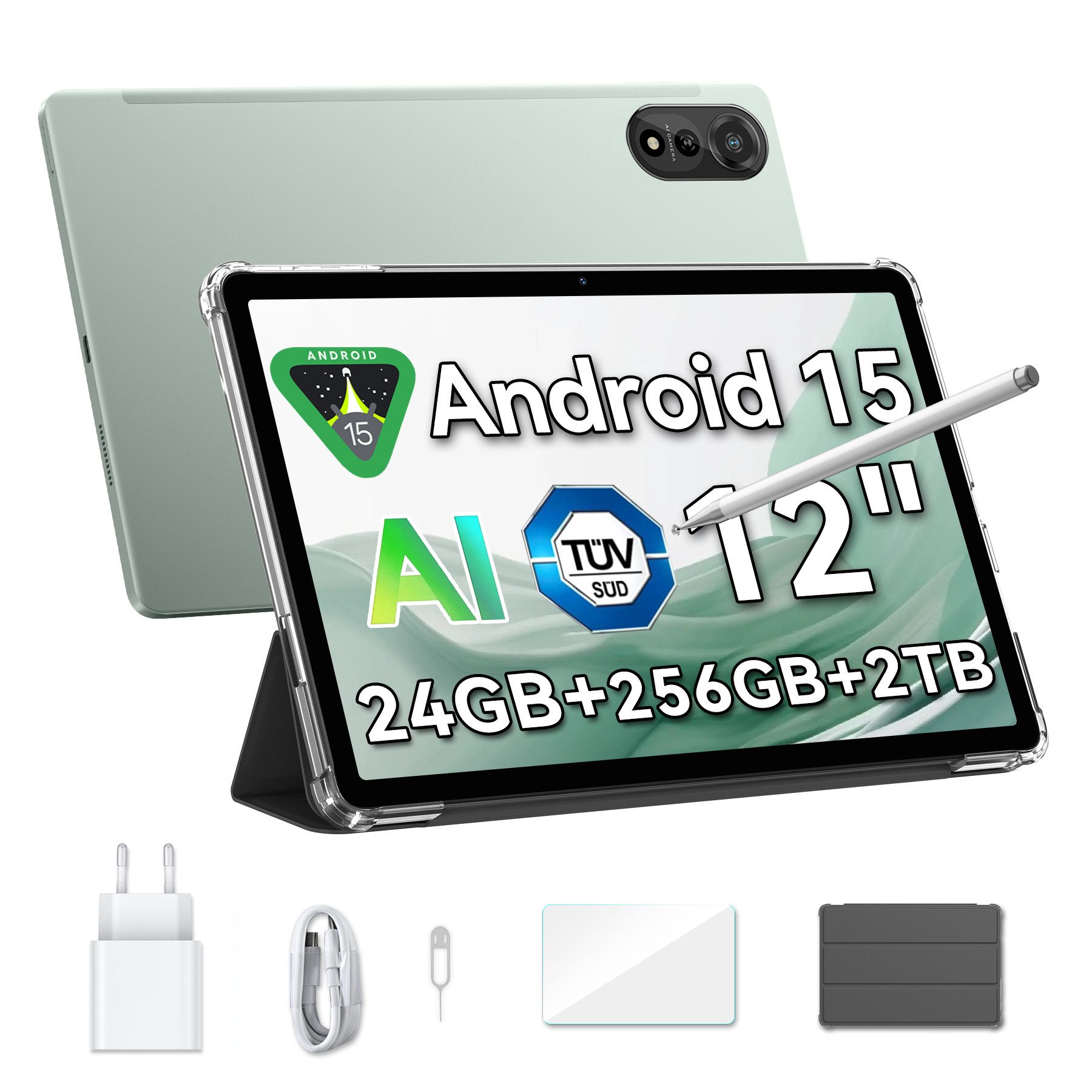 blackview 12 " Mega2 Android 15 4G LTE 2,4K 8GB/12GB+256GB Tablet (12", 256 GB, 4G (LTE), 2.4K, 120 Hz Display, Android 15, 9000mAh, LTE)