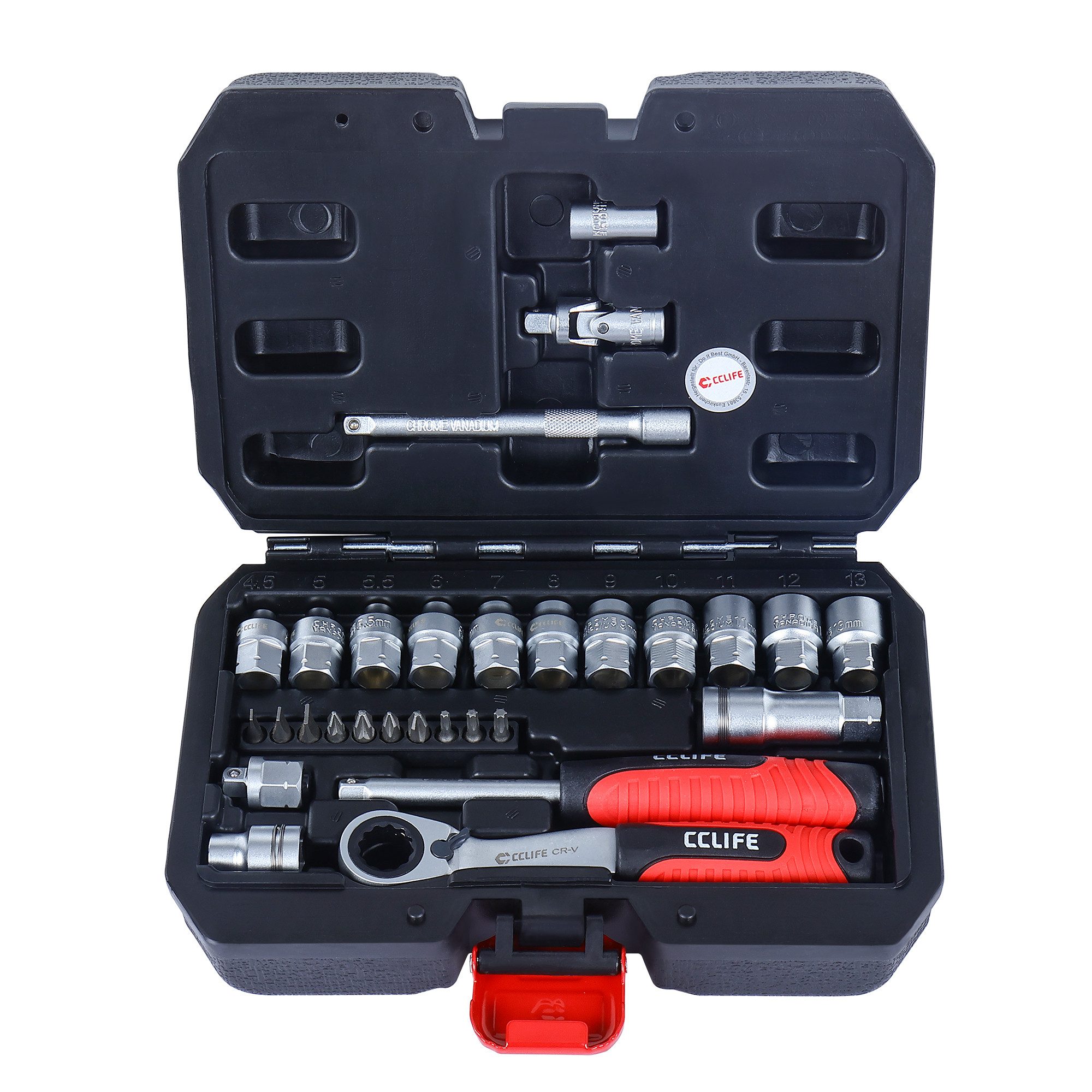 CCLIFE Steckschlüssel CCLIFE Durchgangs-Steckschlüsselsatz, 17-tlg., 10-24 mm (29 St)
