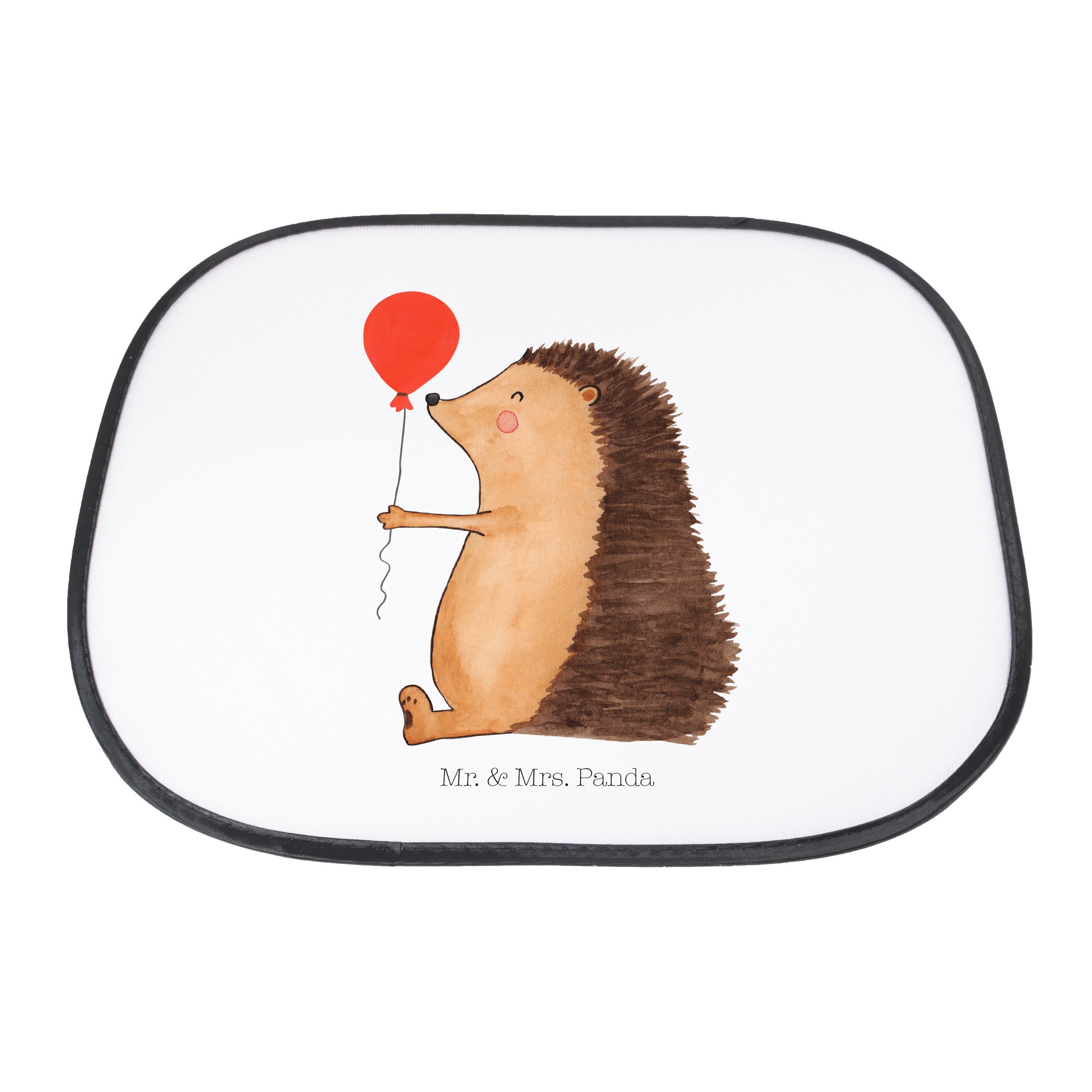 Sonnenschutz Igel mit Panda, Luftballon Weiß Mr. & Geschenk, - lustige - Mrs. Sprüche, Glückwunsch, Seidenmatt