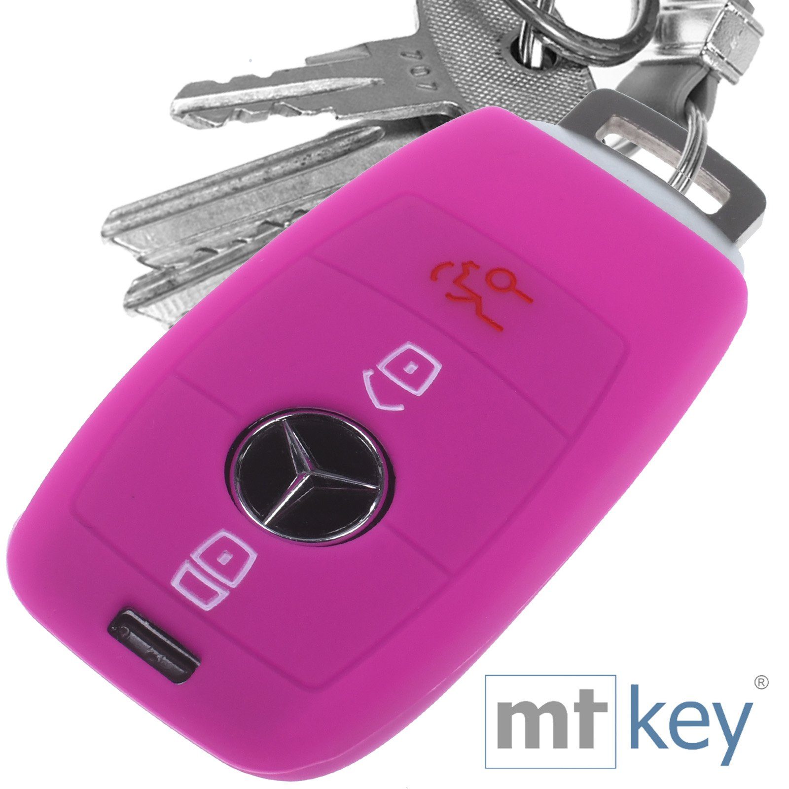 W213 3 Benz KEYLESS Schlüsseltasche Mercedes für Autoschlüssel A238 S213 Silikon Pink, Schutzhülle mt-key E-Klasse Tasten C238 Softcase