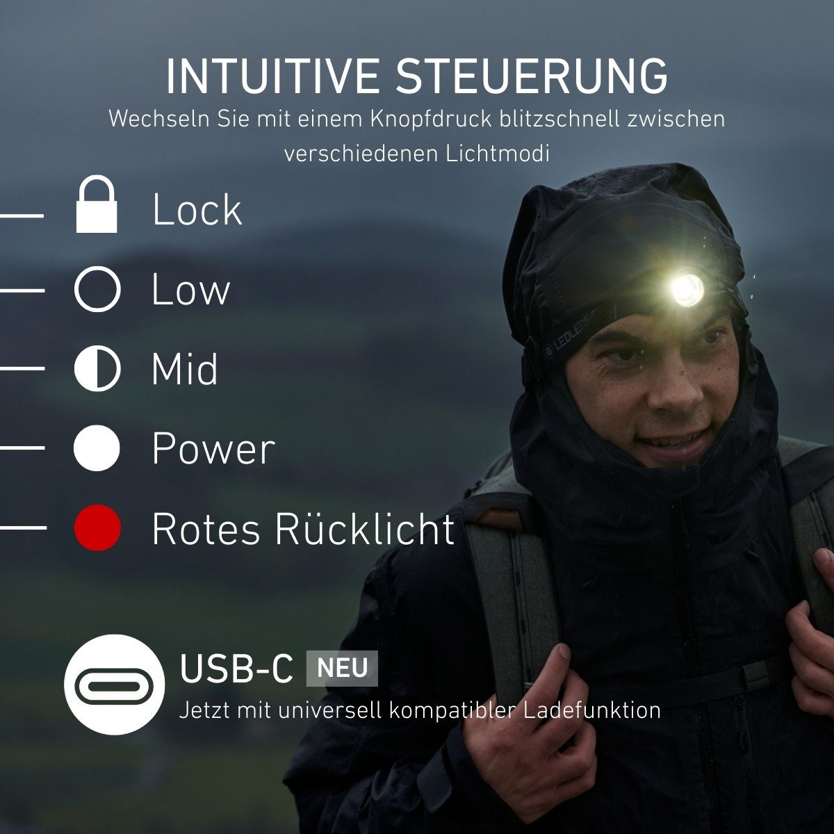 Ledlenser LED Stirnlampe H8R 25th Anniversary Edition, dunkelblau, inkl. 2x Akkus, bis 600 lm, 150m Leuchtweite, 120Std. Laufzeit, IP54