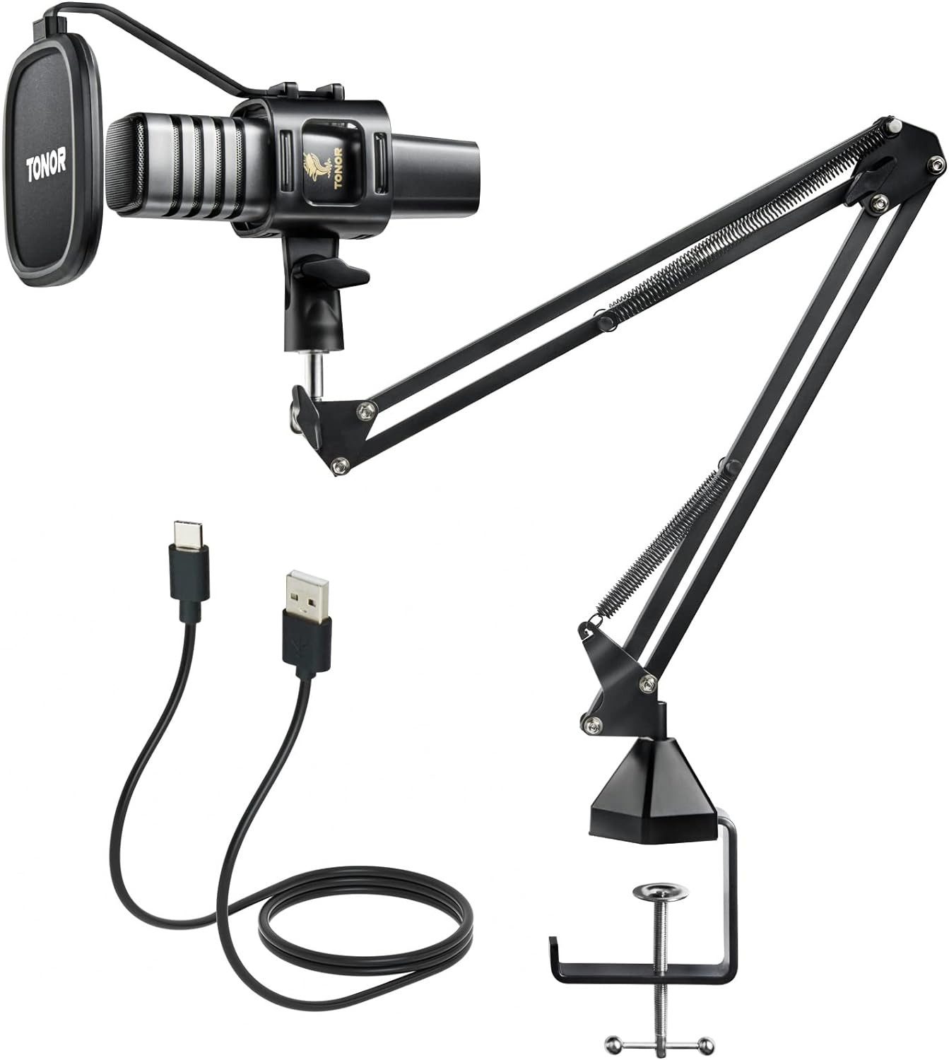 Streaming-Mikrofon TC30+ USB-Kondensatormikrofon Arm & Pop-Filter für Gaming & Podcasting