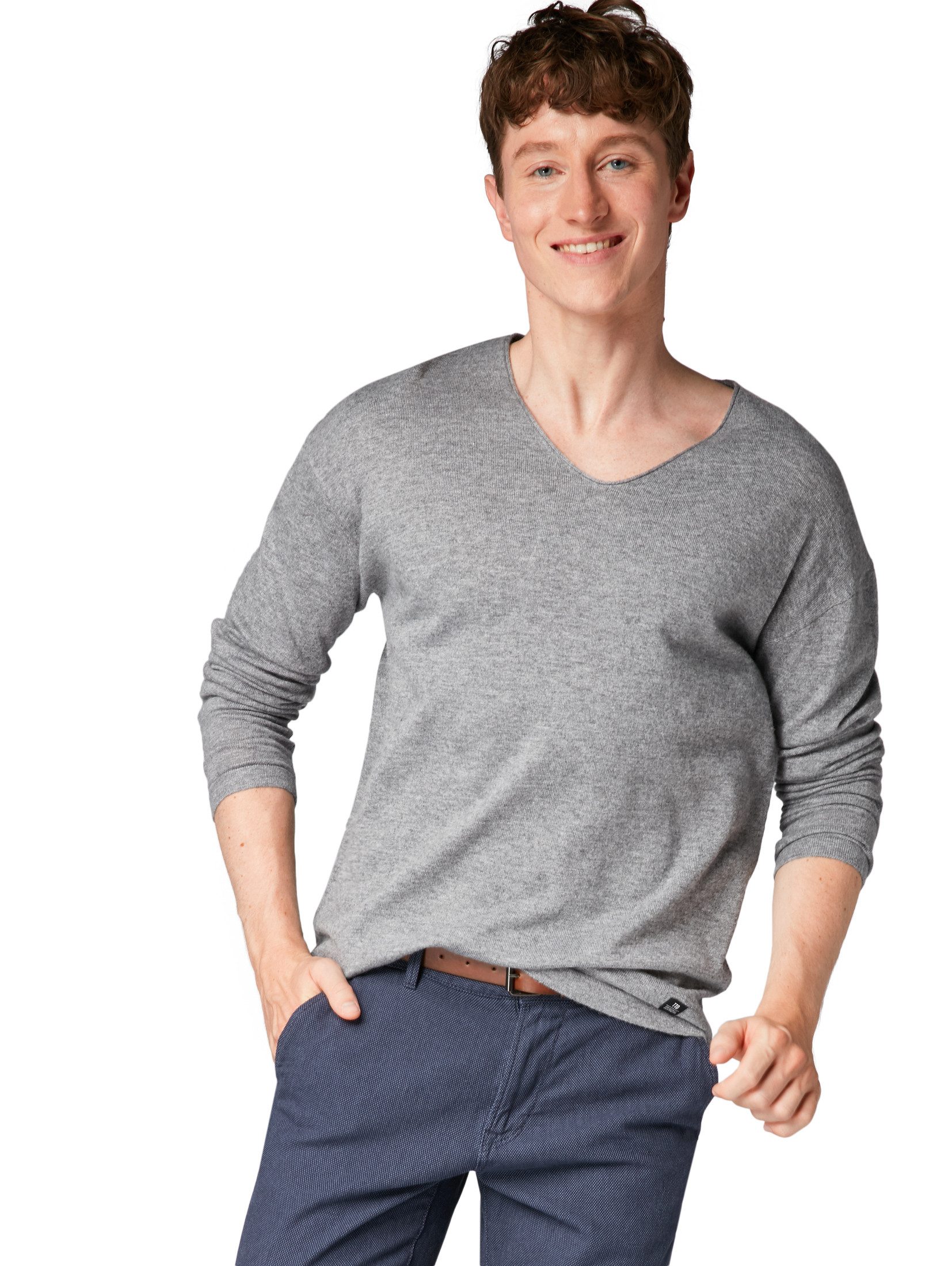 TOM TAILOR Denim V-Ausschnitt-Pullover V-Neck Langarmshirt Cozy 5769
