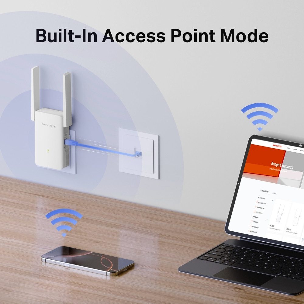 tp-link Mercusys ME80X AX3000 Wi-Fi Range Extender Reichweitenverstärker, WiFi 6