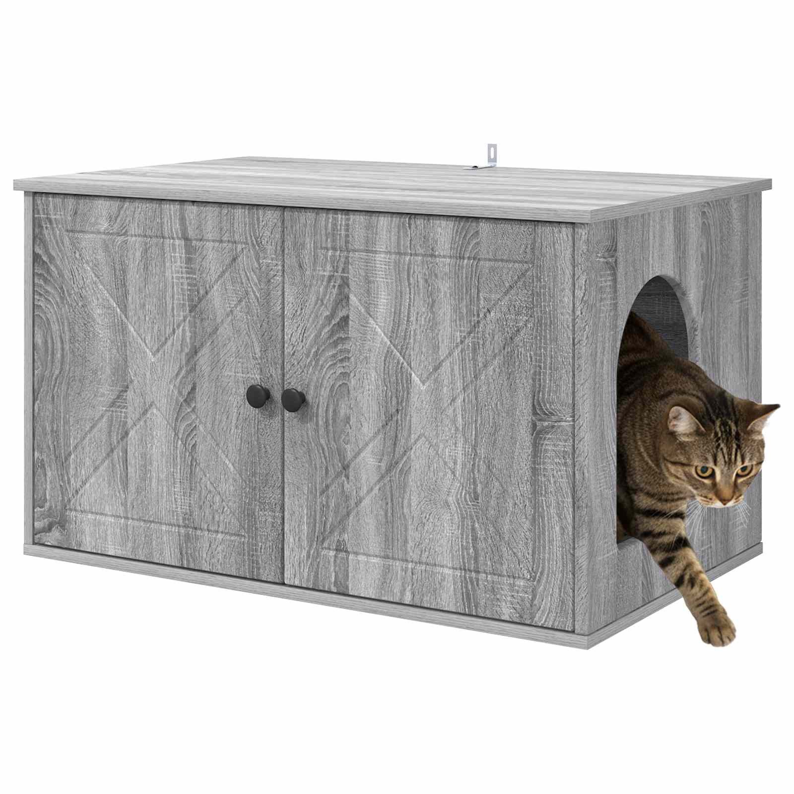 vidaXL Katzenhaus, Katzenhaus Graues Sonoma 85 x 55 x 50 cm Holzwerkstoff