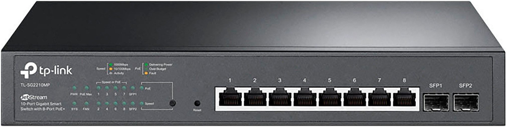tp-link Omada TL-SG2210MP 8-Port Gigabit PoE+ L2 Smart Switch 2xSFP Netzwerk-Switch