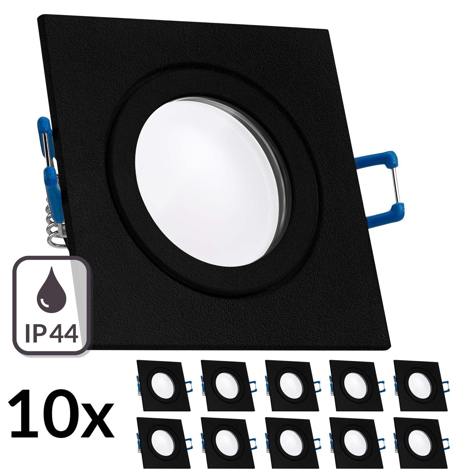 mit schwarz IP44 Leuchtm Einbaustrahler flach LEDANDO LED extra Set 5W in Einbaustrahler 10er LED