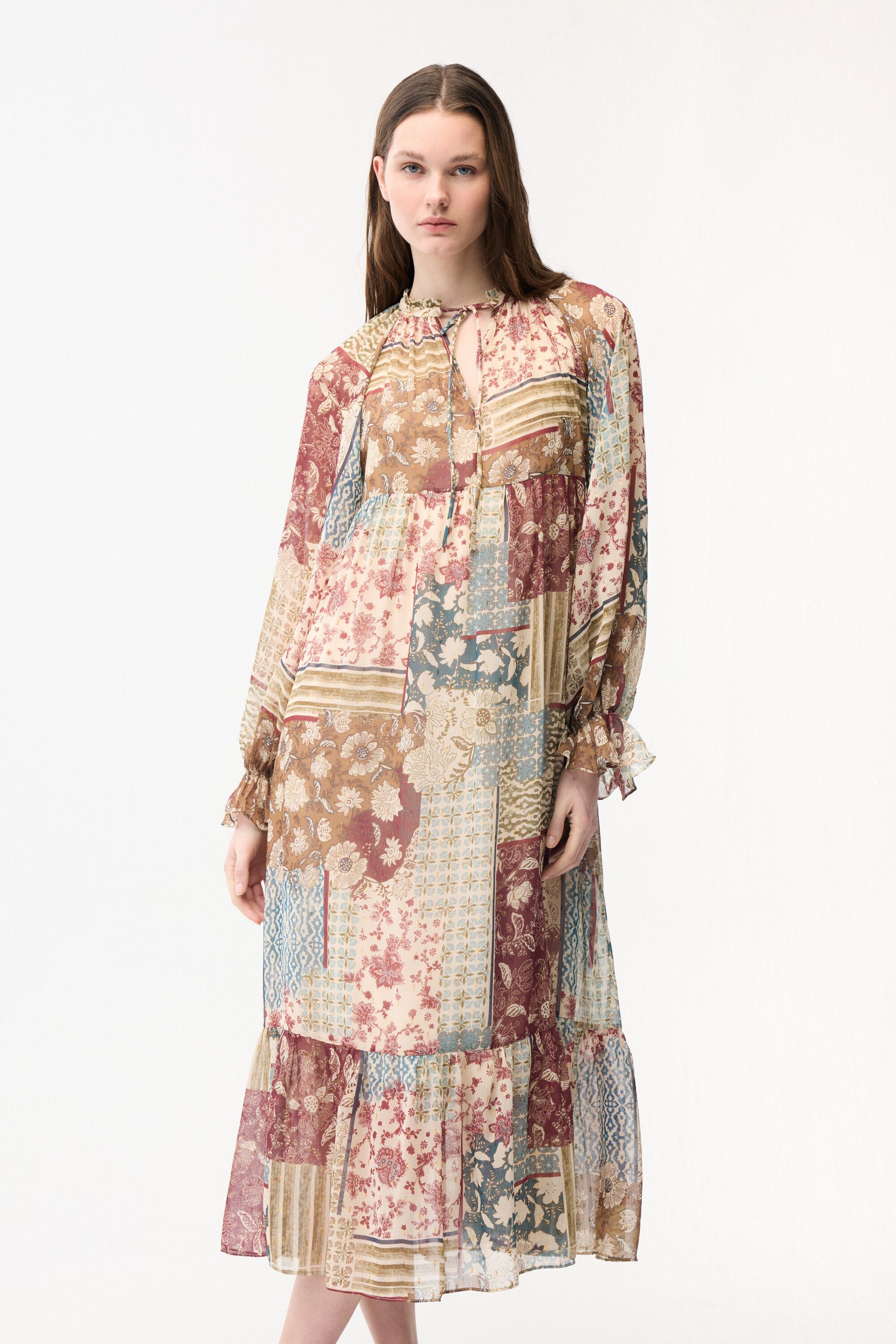 adL Maxikleid Kleid mit Raffdetail