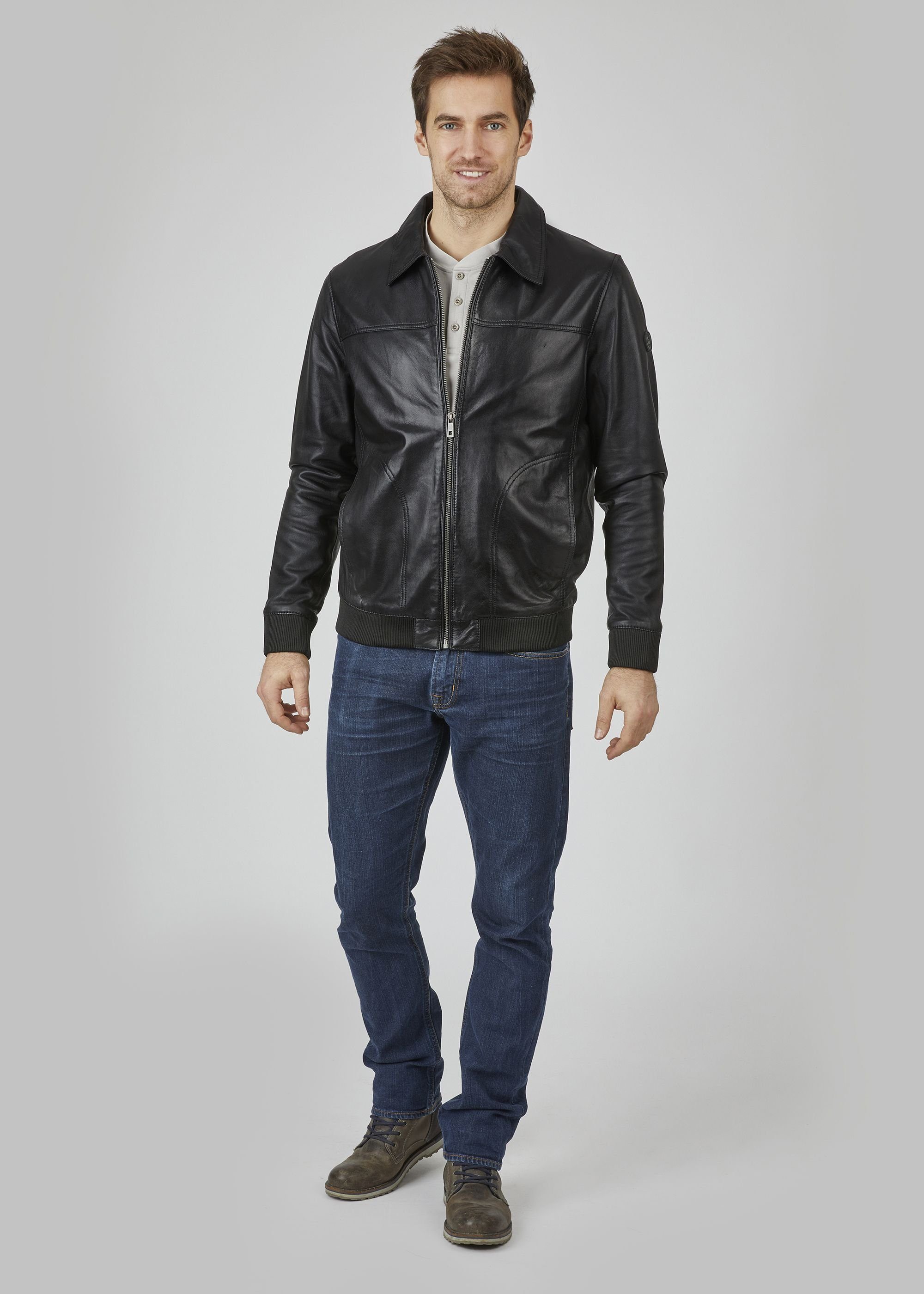 bugatti Lederjacke BUALBANO (1-St) mit Umlegekragen