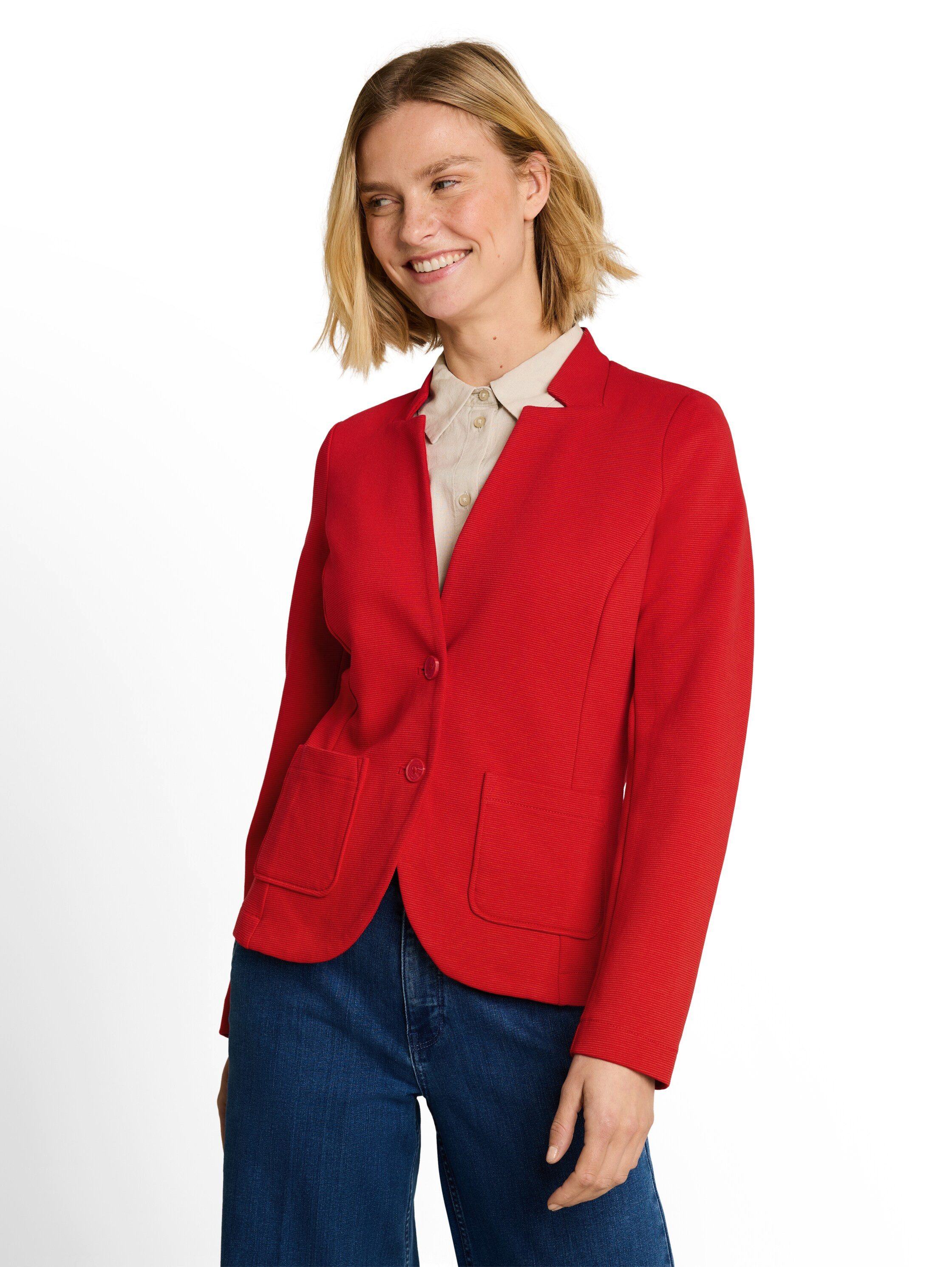 TOM TAILOR Sweatblazer Fitted mit aufgesetzten Taschen und Struktur