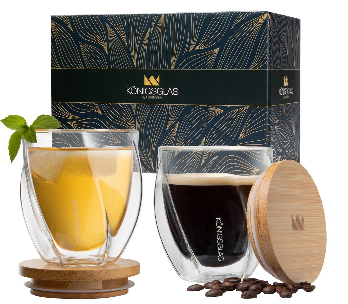 Königsglas Скло-Set Swing doppelwandige Скло 2/4er Glas Set 250/350 ml Cocktailgläser, Premium Latte Macchiato Скло aus Borosilikatglas, Trinkglas Kaffee Cappuccino Tasse Teeglas