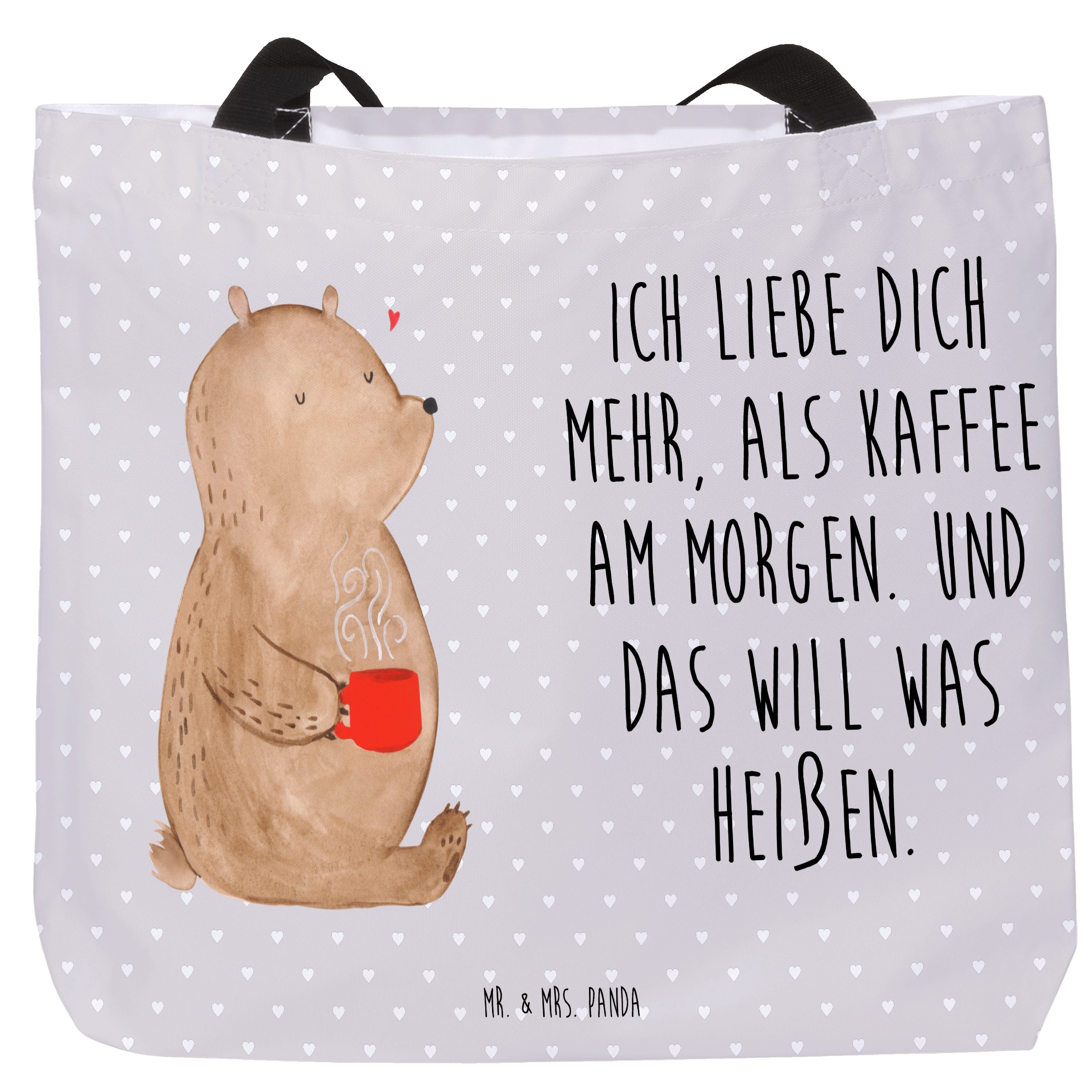 Shopper Bär Morgenkaffee, Reisetasche, Grau Pastell, Schultasche, Reisetasche