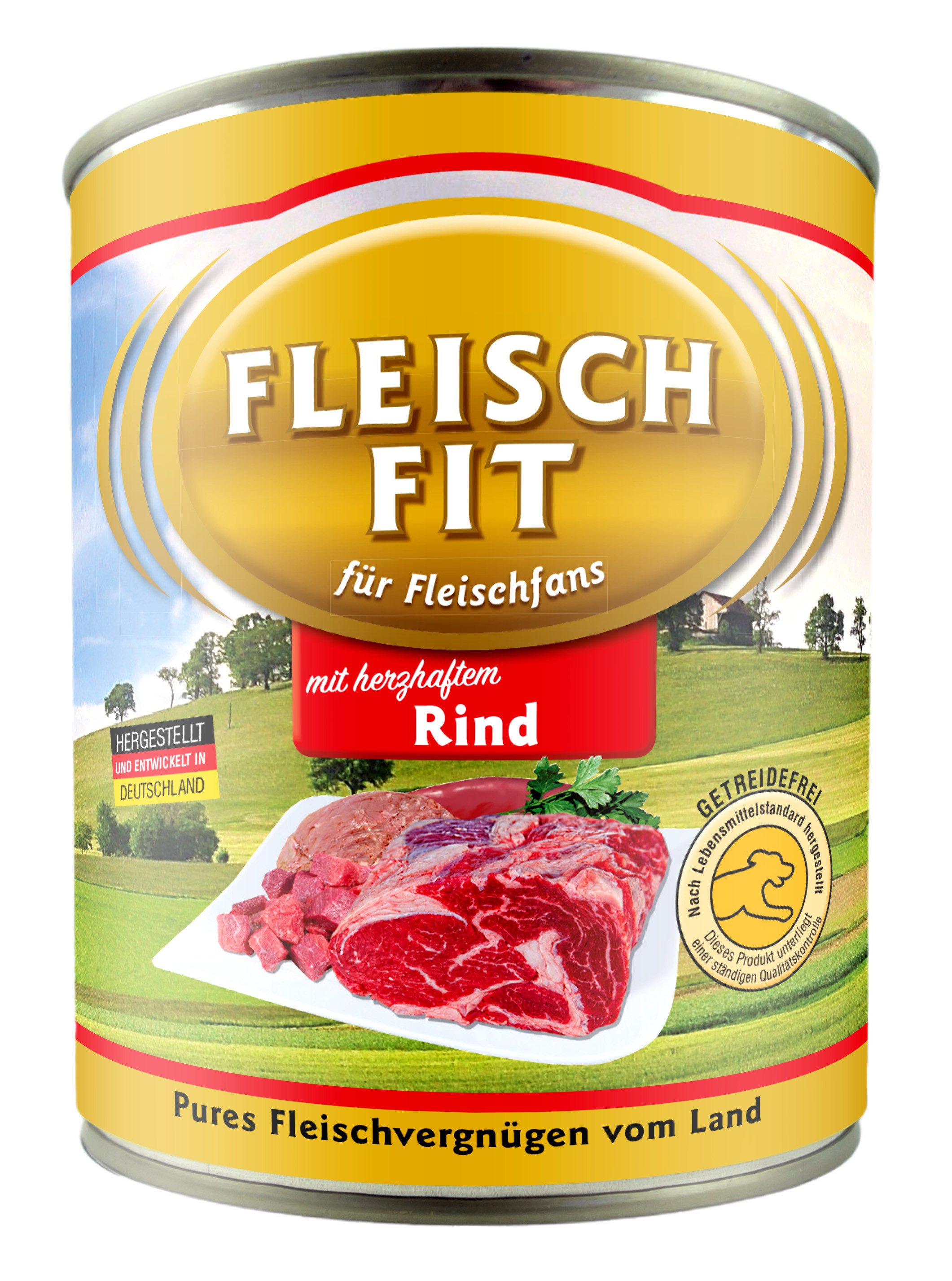 FleischFit FleischFit für Hunde mit herzhaftem Rind 30 x 800 g, Nassfutter für: Hunde