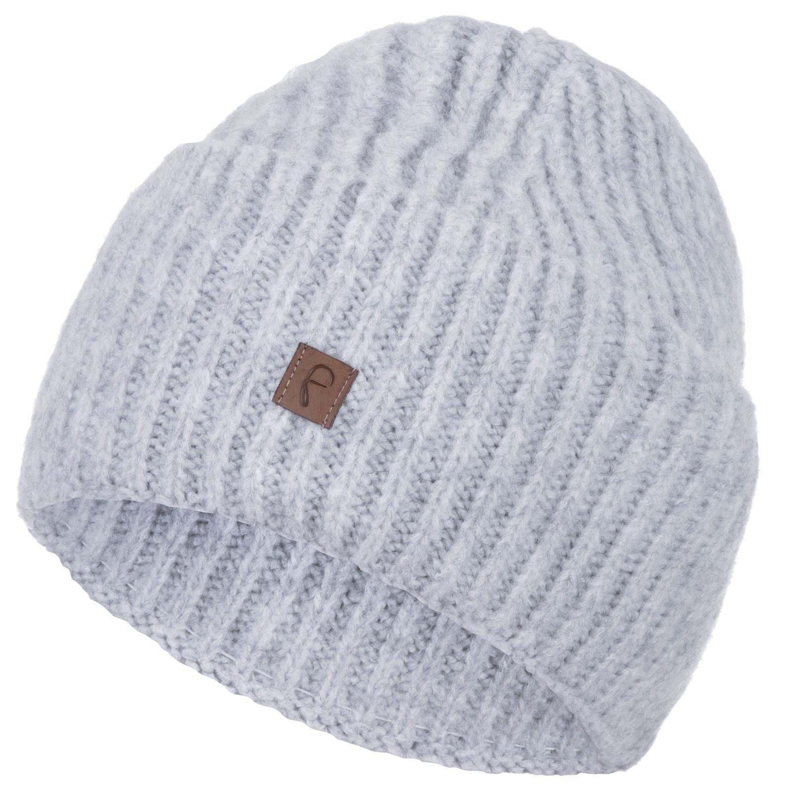 Faera Strickmütze (1-St) Wintermütze Winter breiter Aufschlag Damen Grobstrick Beanie Mütze