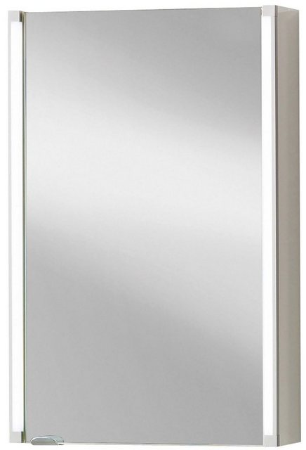FACKELMANN Badezimmerspiegelschrank Fackelmann Spiegelschrank LED 43 cm weiß glanz Bad Schrank Spiegel