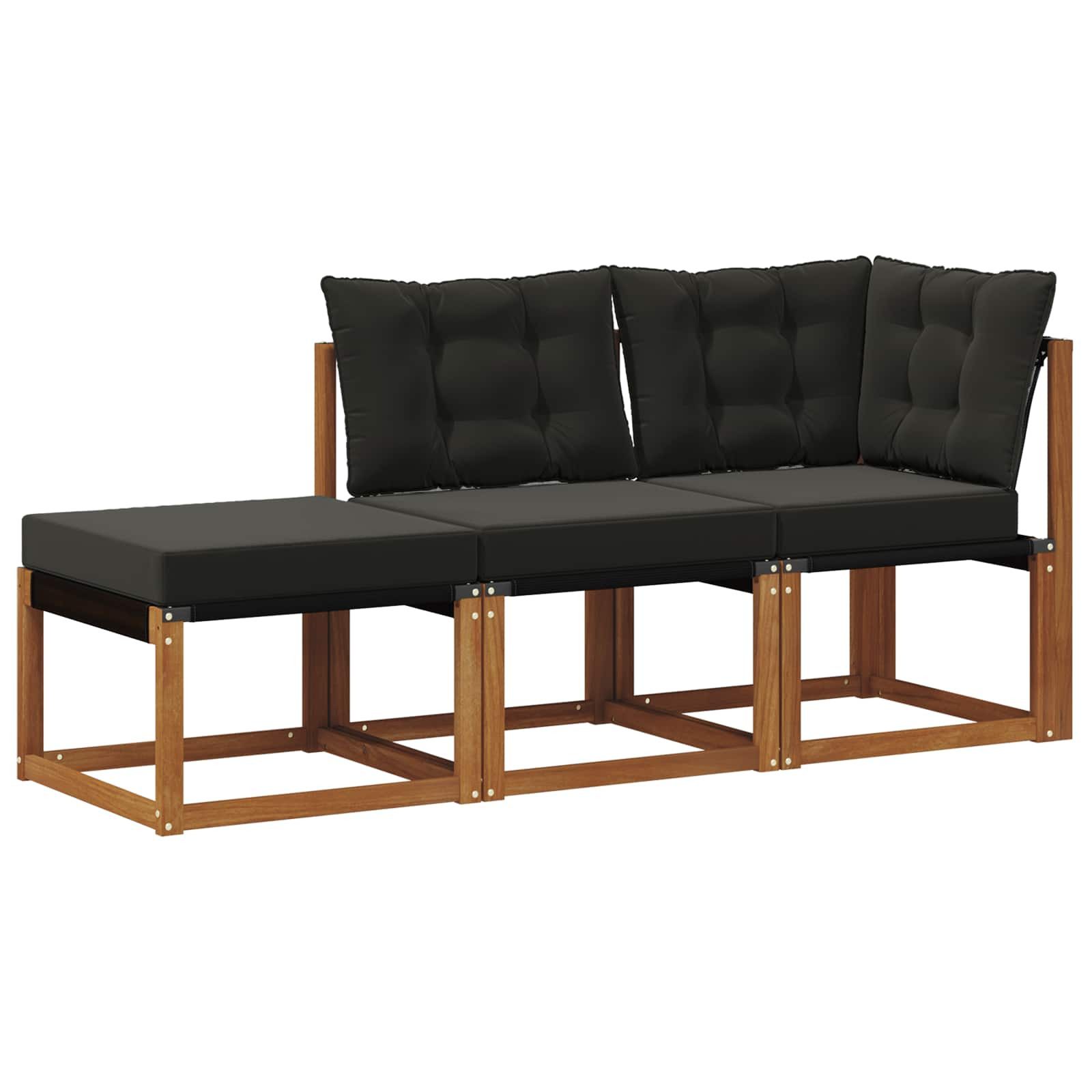 vidaXL Sofaelement Outdoor-Schnittsofa-Einheiten 3 Stück Natürlich und Schwarz (3 St)