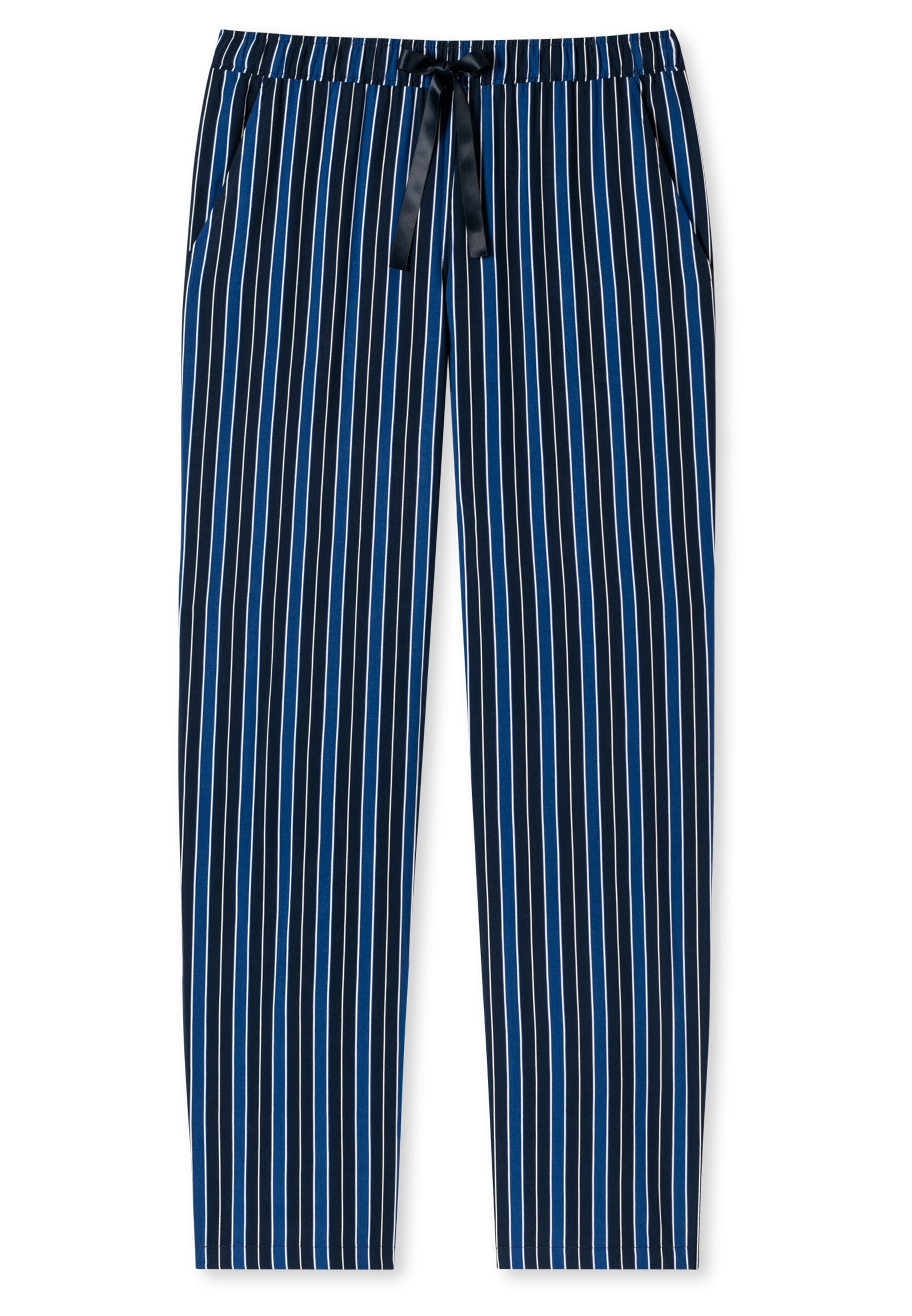 Mix Relax Dunkelblau Web (1-tlg) Schlafhose & Moderne, Schiesser Hose - gerade Silhouette Schlafanzug