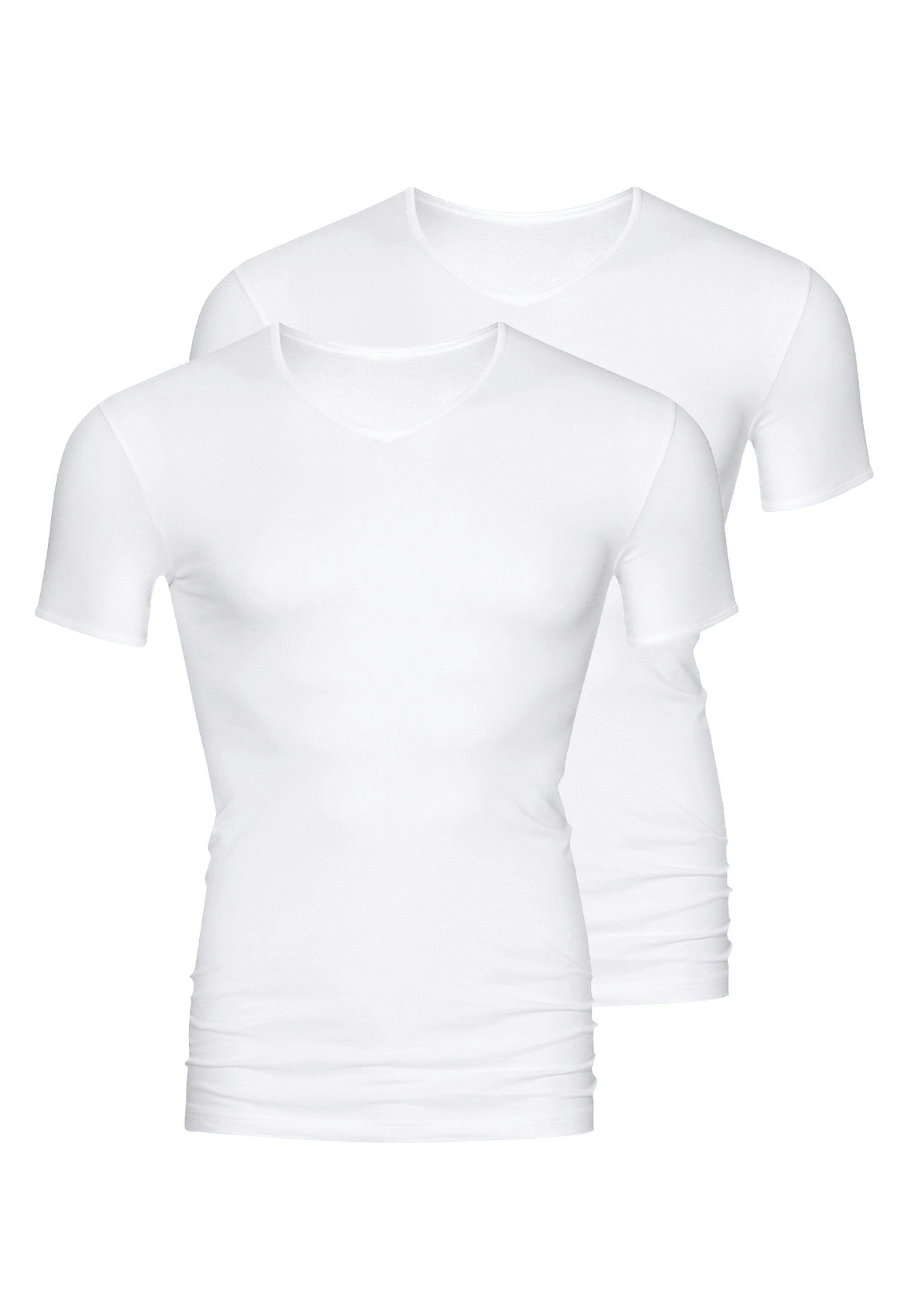 Mey Unterhemd 2er Pack Software (Spar-Set, 2-St) Unterhemd / Shirt Kurzarm - Ohne auftragende Seitennähte Weiß