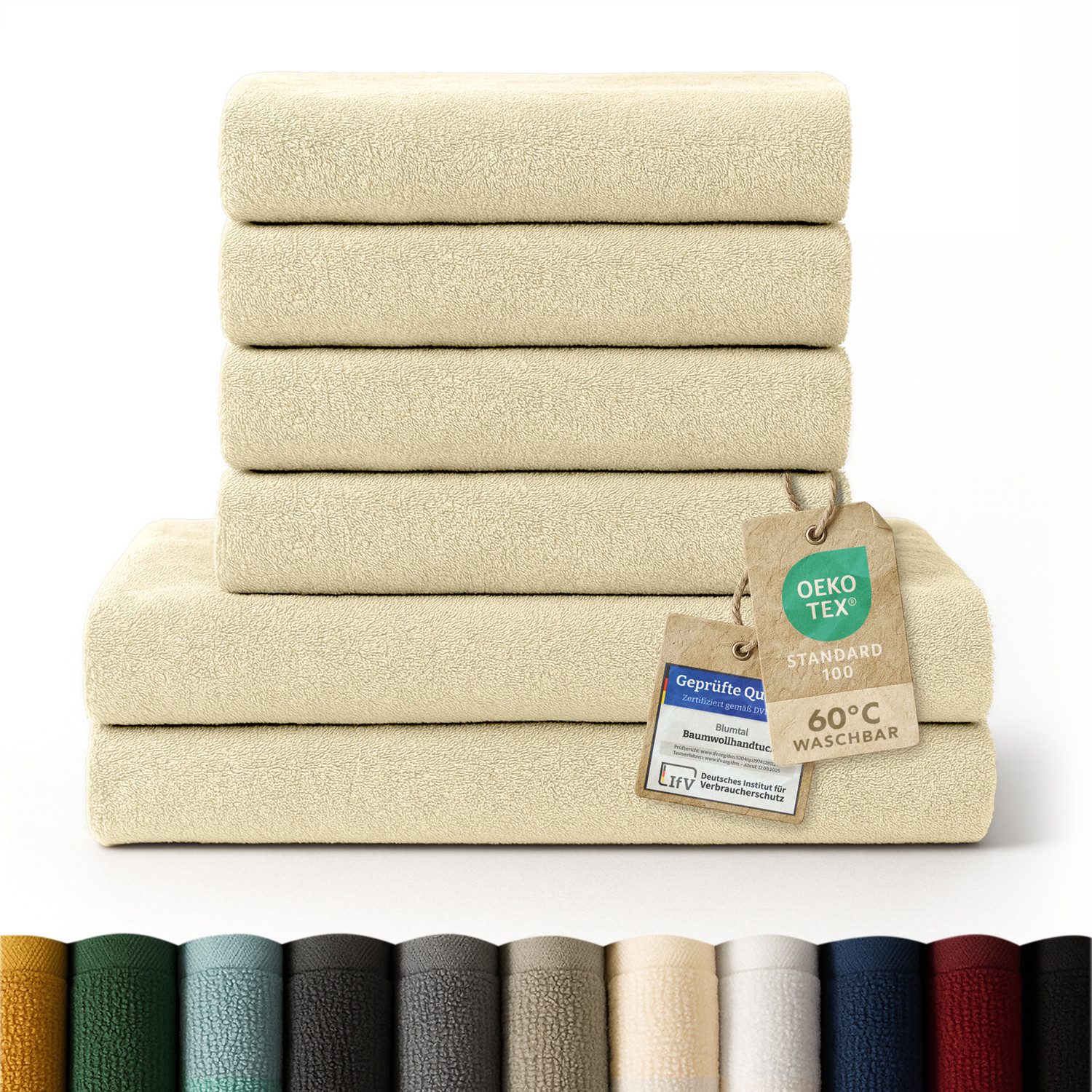 Blumtal Handtuch Set Premium 4/6-tlg. Frottier Dusch- (70x140 cm) & Handtuch (50x100 cm), Frottee (Set, 6-St), 100% Baumwolle, Oeko-TEX Zertifiziert