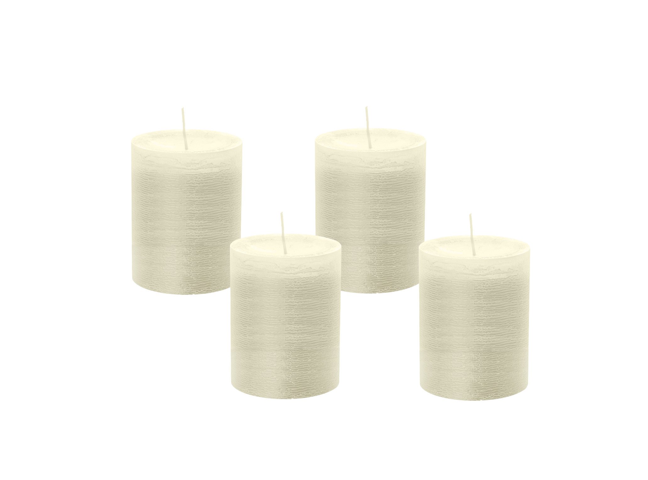 Wiedemann Kerzen Rustic-Kerze Rustik Marble Kerzen (durchgefärbt) Elfenbein 80 x 68 mm, 4er Set