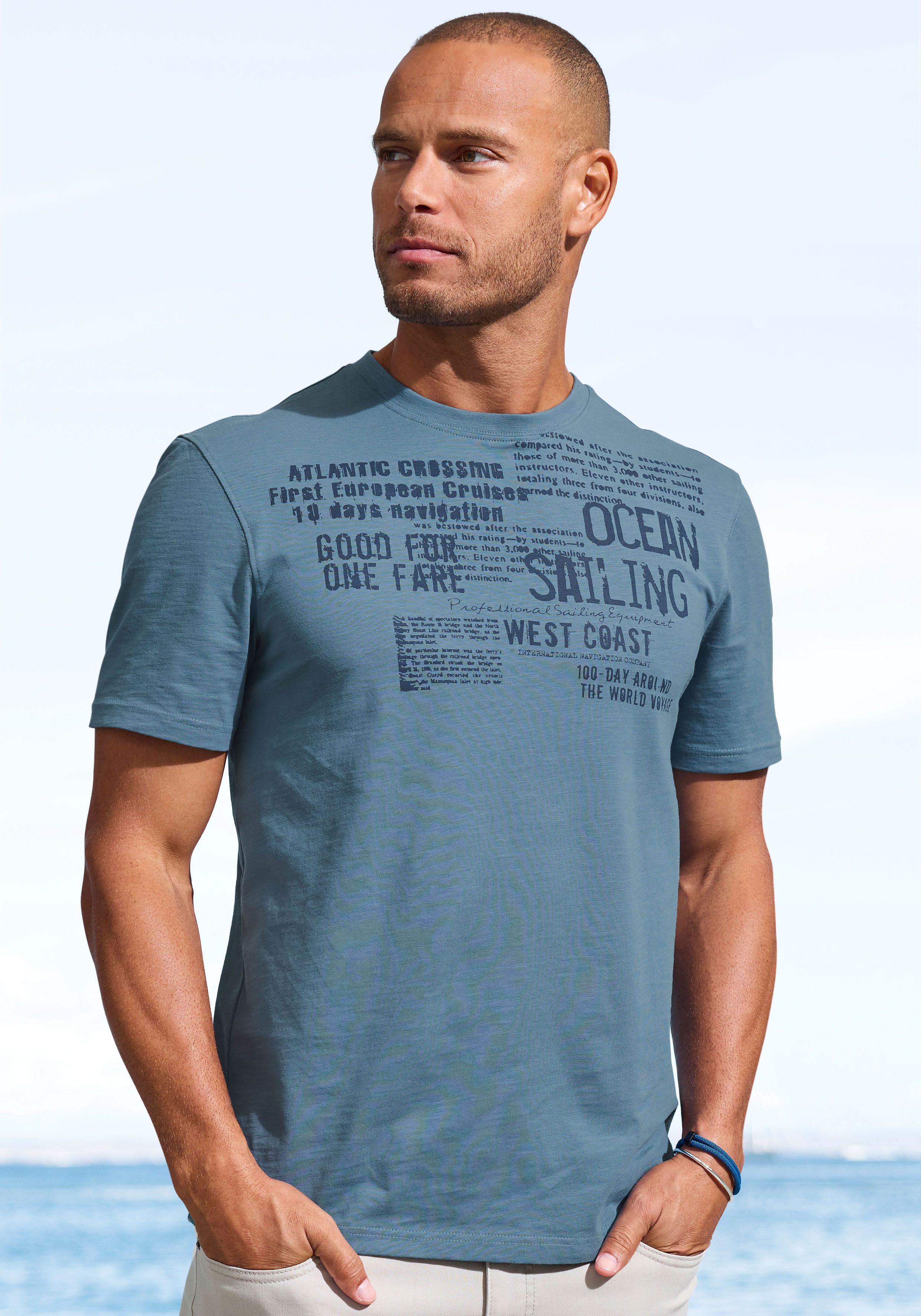 John Devin T-Shirt mit Print Regular-Fit, aus Slub-Qualität, mit Print