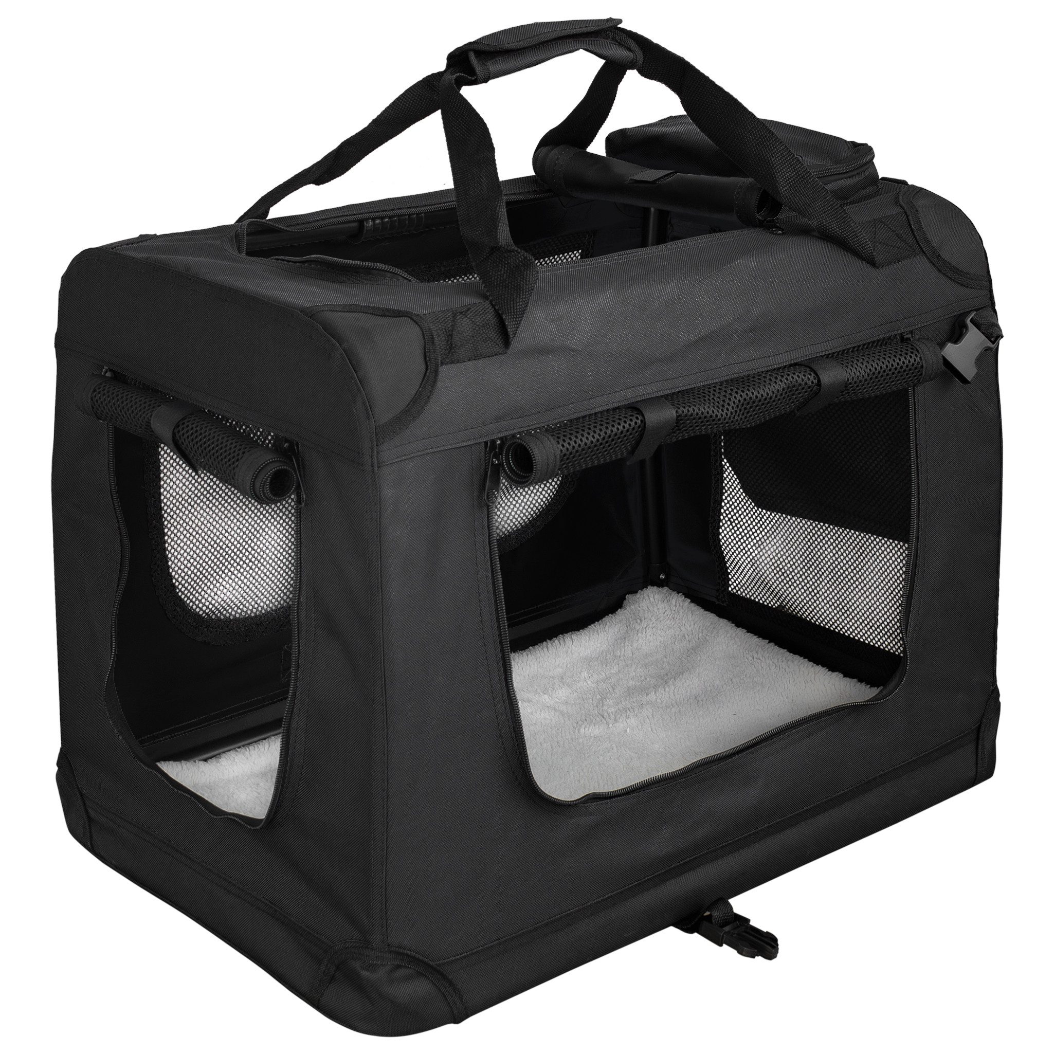 Petigi Tiertransporttasche Transportbox Faltbar Faltbox Hund Transporttasche Schwarz S-XXXXL