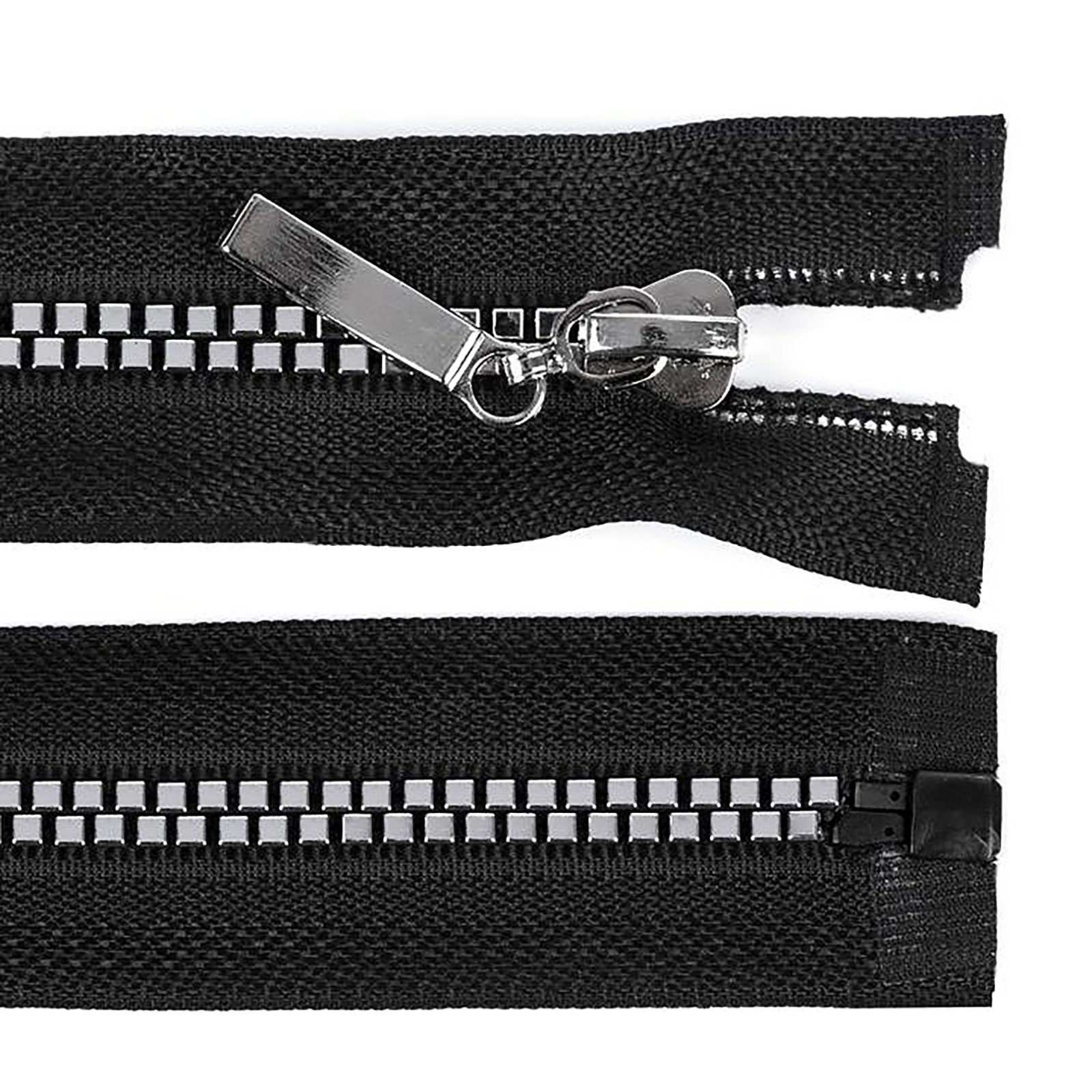 maDDma Reißverschluss 1 Profil-Reißverschluss 5mm Nonlock teilbar Würfel-Design, schwarz silber60cm