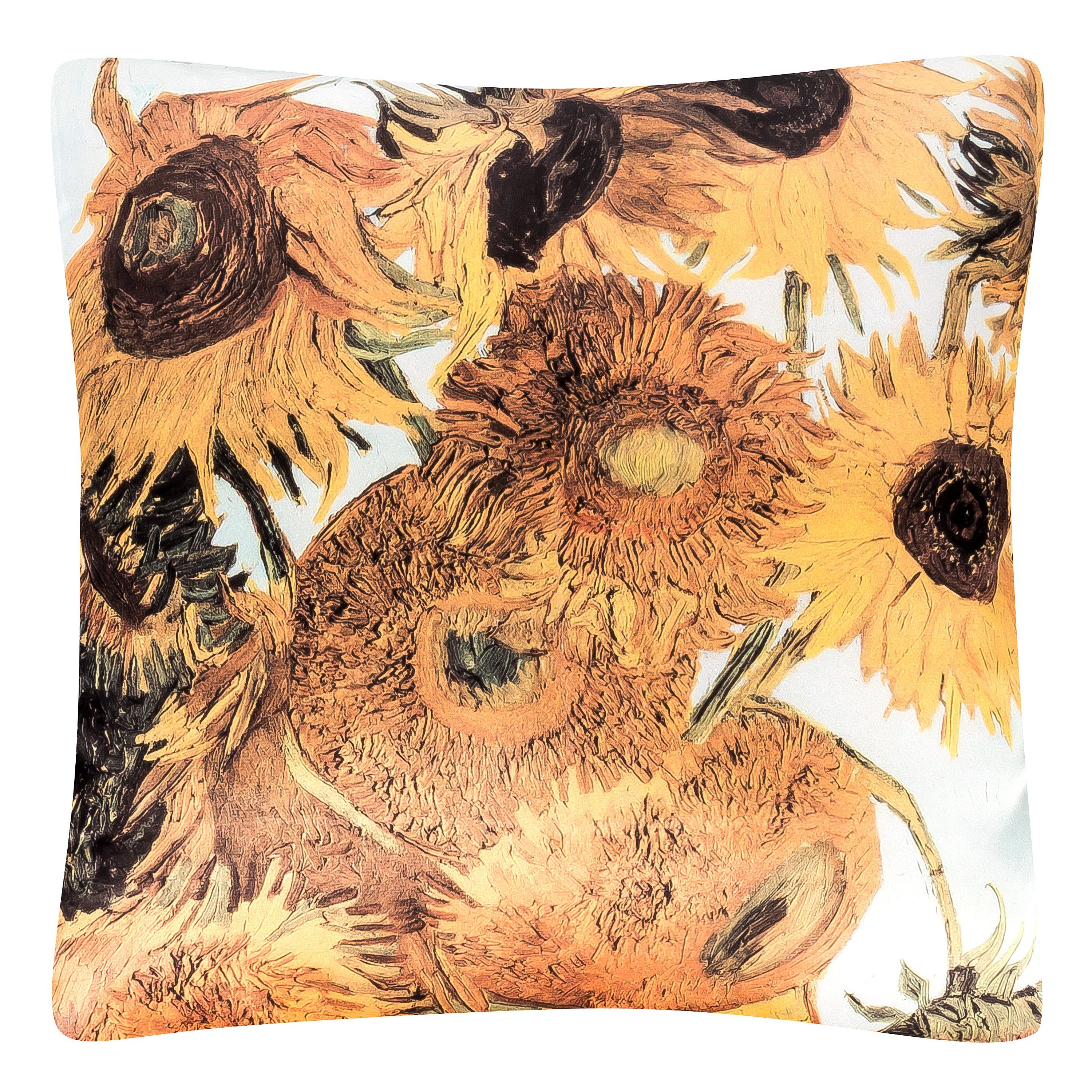 von Lilienfeld Dekokissen VON LILIENFELD Kissen Kunst Motiv Vincent Van Gogh Sonnenblumen Dekokissen 40 x 40 cm Sofakissen Deko Haus Wohnzimmer Kissenbezug mit Füllung beidseitig Bedruckt | Dekokissen
