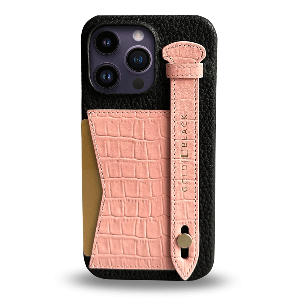 GOLDBLACK Handyhülle GOLDBLACK iPhone 14 Pro Max Slim Lederhülle Kroko-Prägung lachsrosa