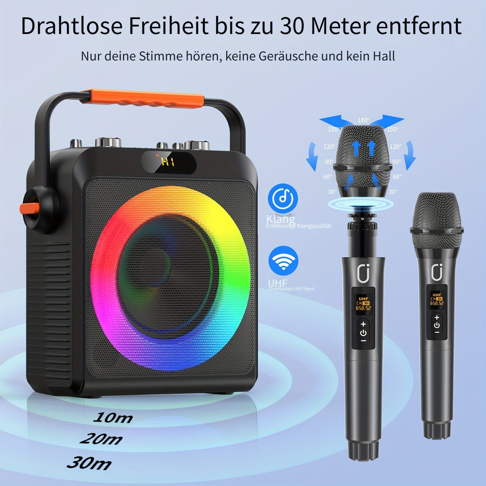 JYX mit 2PCS Mikrofon, Bluetooth Lautsprecher für Party Karaoke-Maschine 1 (Bluetooth)
