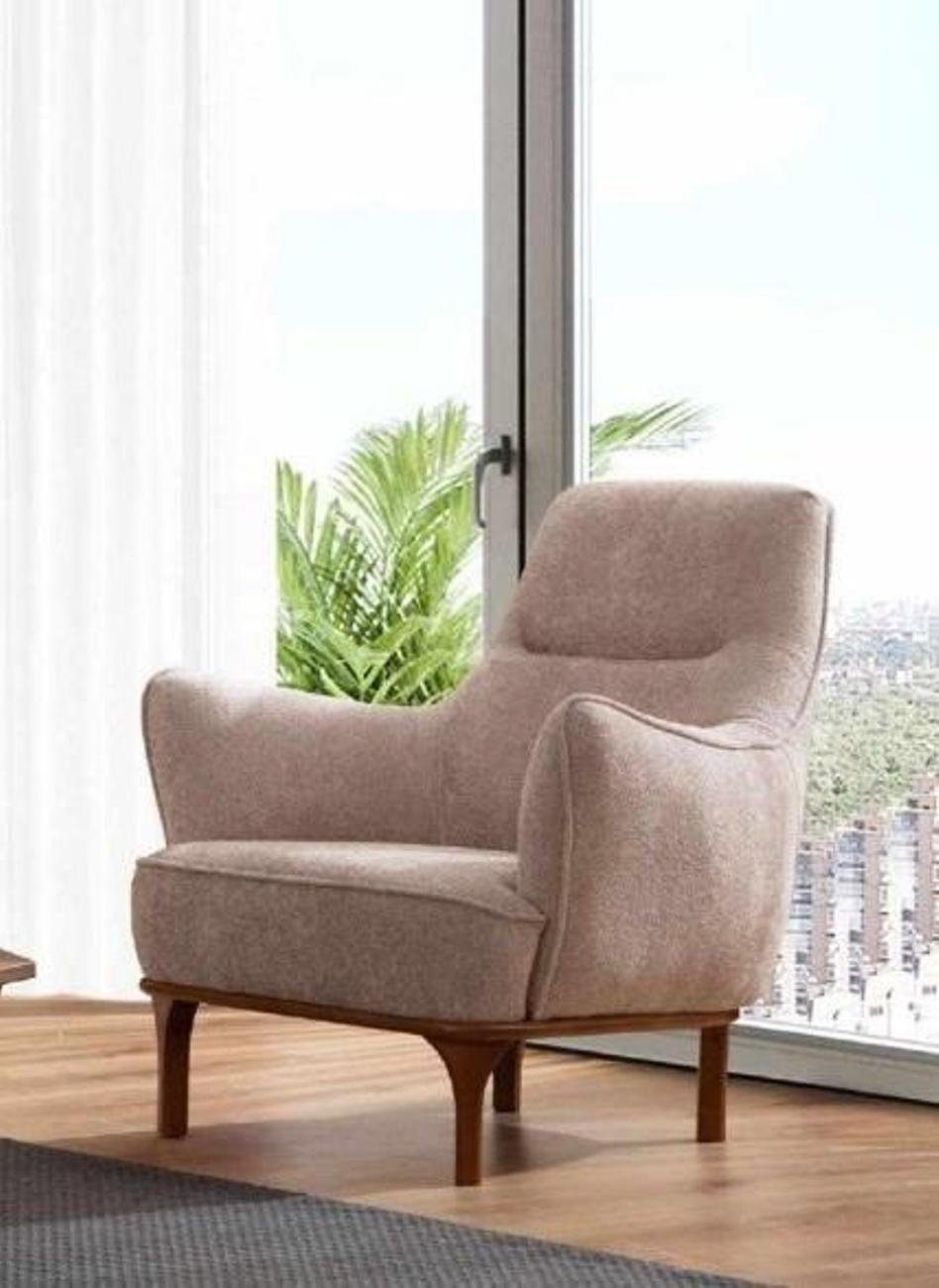 JVmoebel Wohnzimmer-Set Beige + 3-Sitzer), Made Sofagarnitur Möbel, Moderne in Sessel Luxus Europa (2-St., Sessel 1x Dreisitzer Sessel 1x