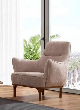 JVmoebel Wohnzimmer-Set Beige Sofagarnitur Dreisitzer Sessel Luxus Sessel Moderne Möbel, (2-St., 1x Sessel + 1x 3-Sitzer), Made in Europa