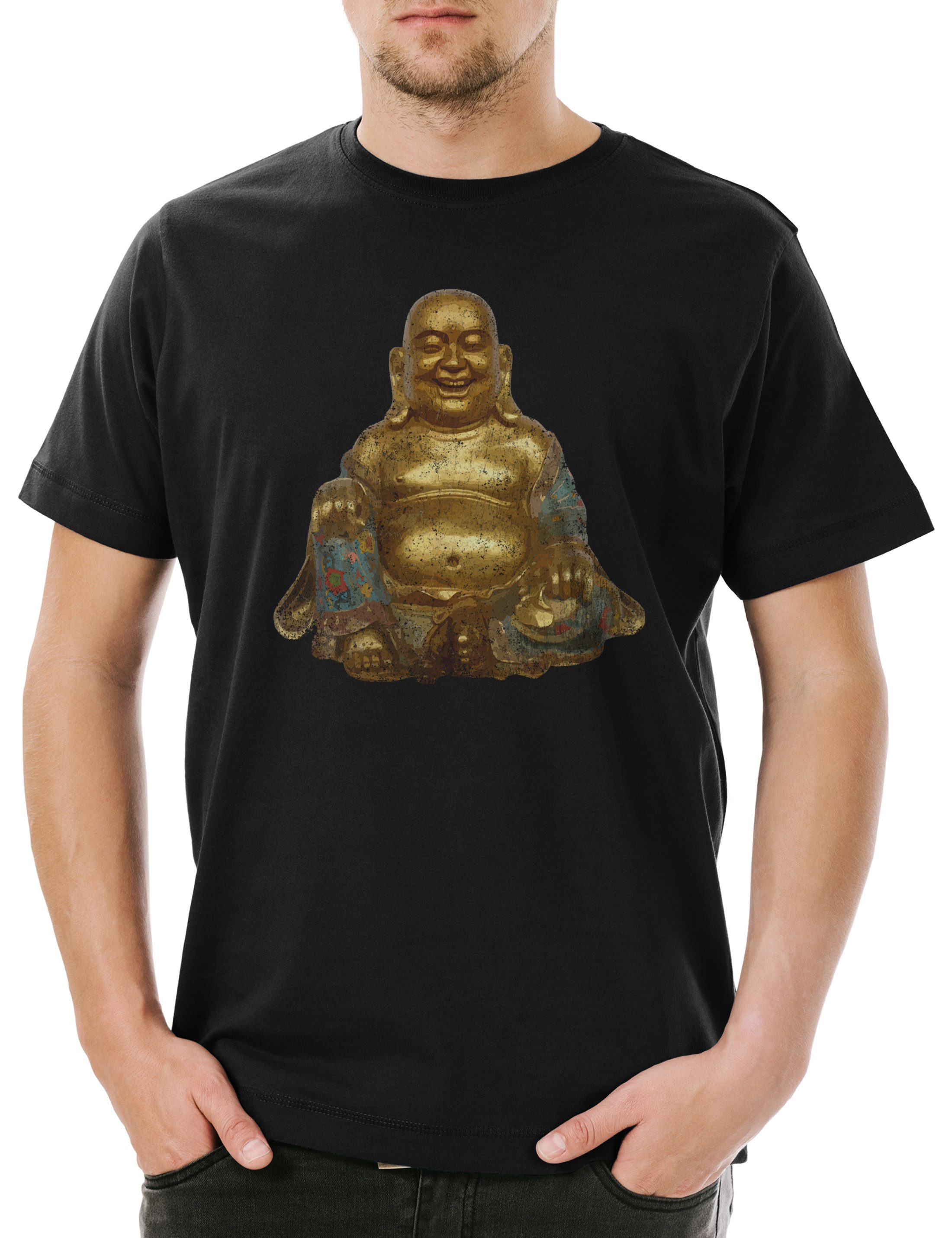 Print-Shirt Buddha Vintage Herren T-Shirt Yantra Hinduism Buddhism Buddhismus