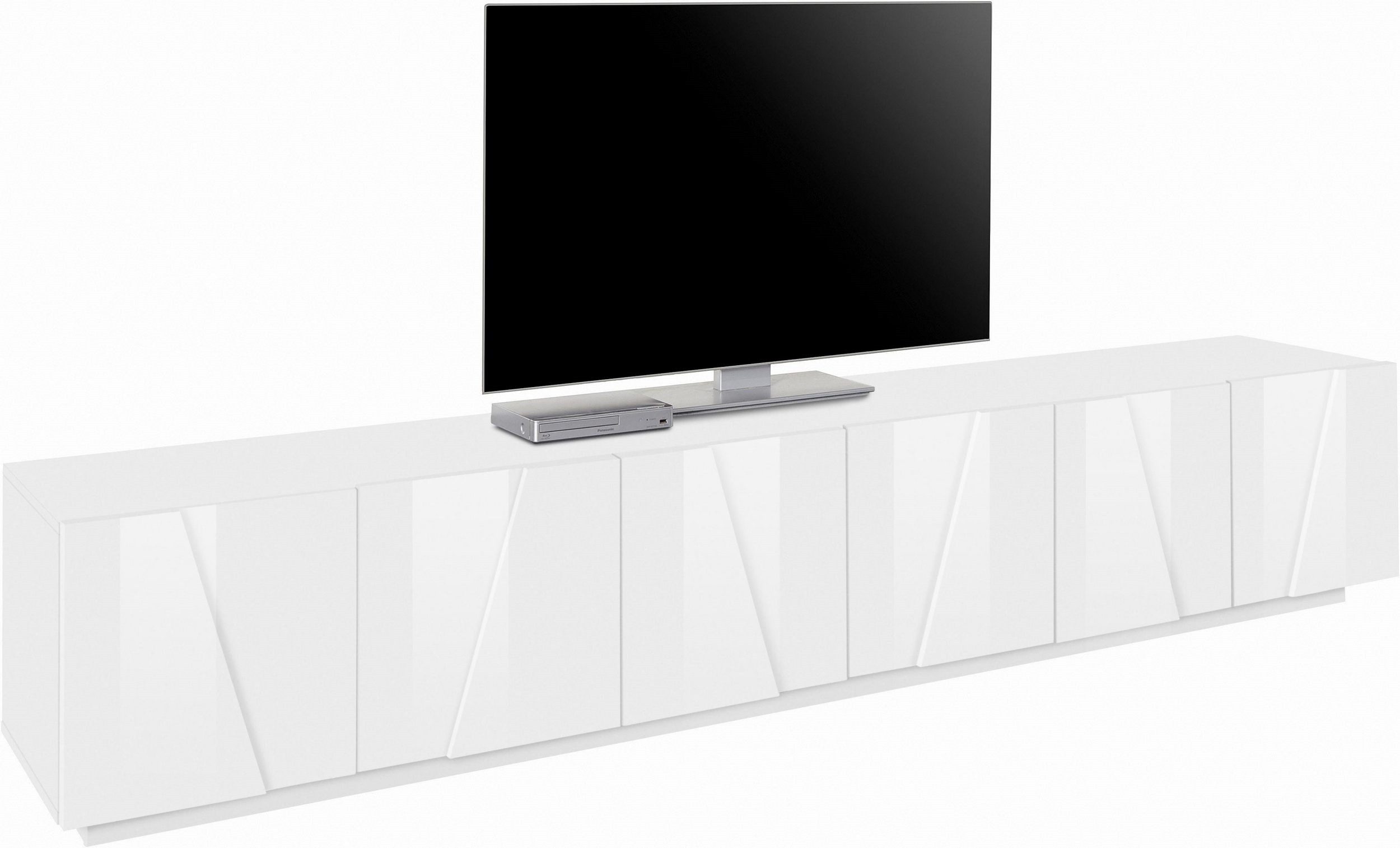 freiraum TV-Board Piacenza, in Weiß Hochglanz - 243,6x46x44,2cm (BxHxT)